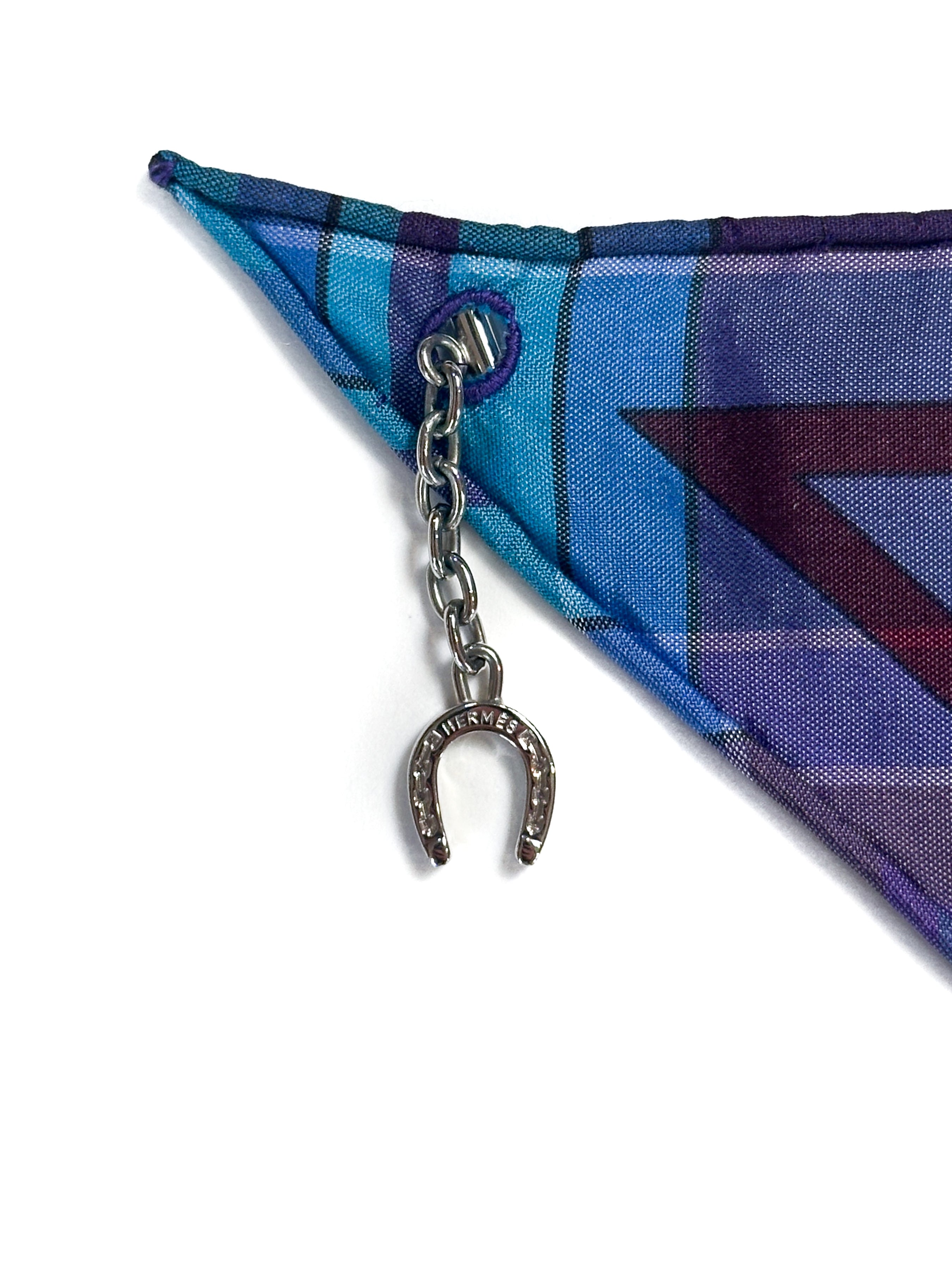 Hermès Pani La Shar Pawnee Pointe Madras Silk Taffeta Charm Triangle