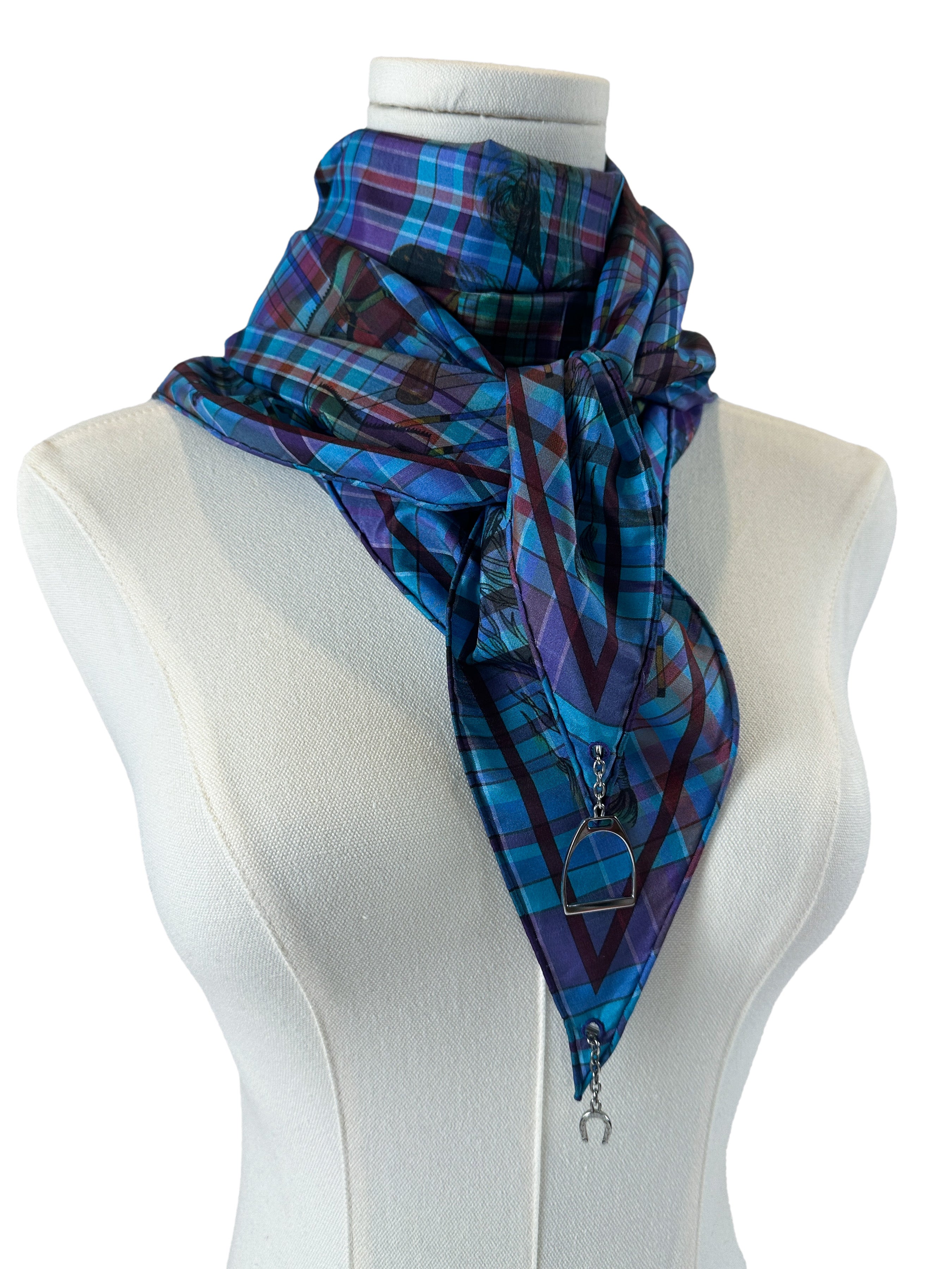 Hermès Pani La Shar Pawnee Pointe Madras Silk Taffeta Charm Triangle