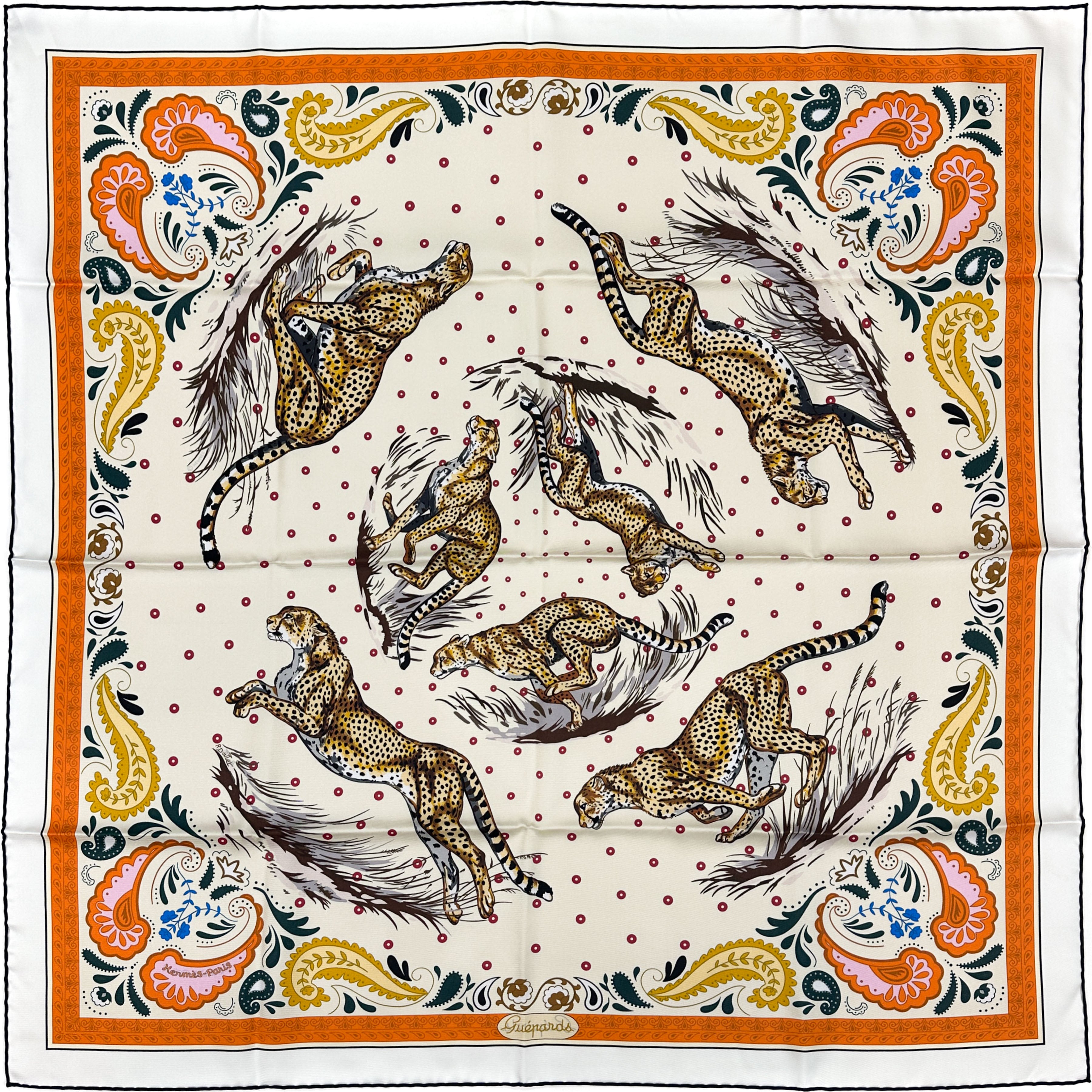 Hermès Guépards Bandana Double Face 90