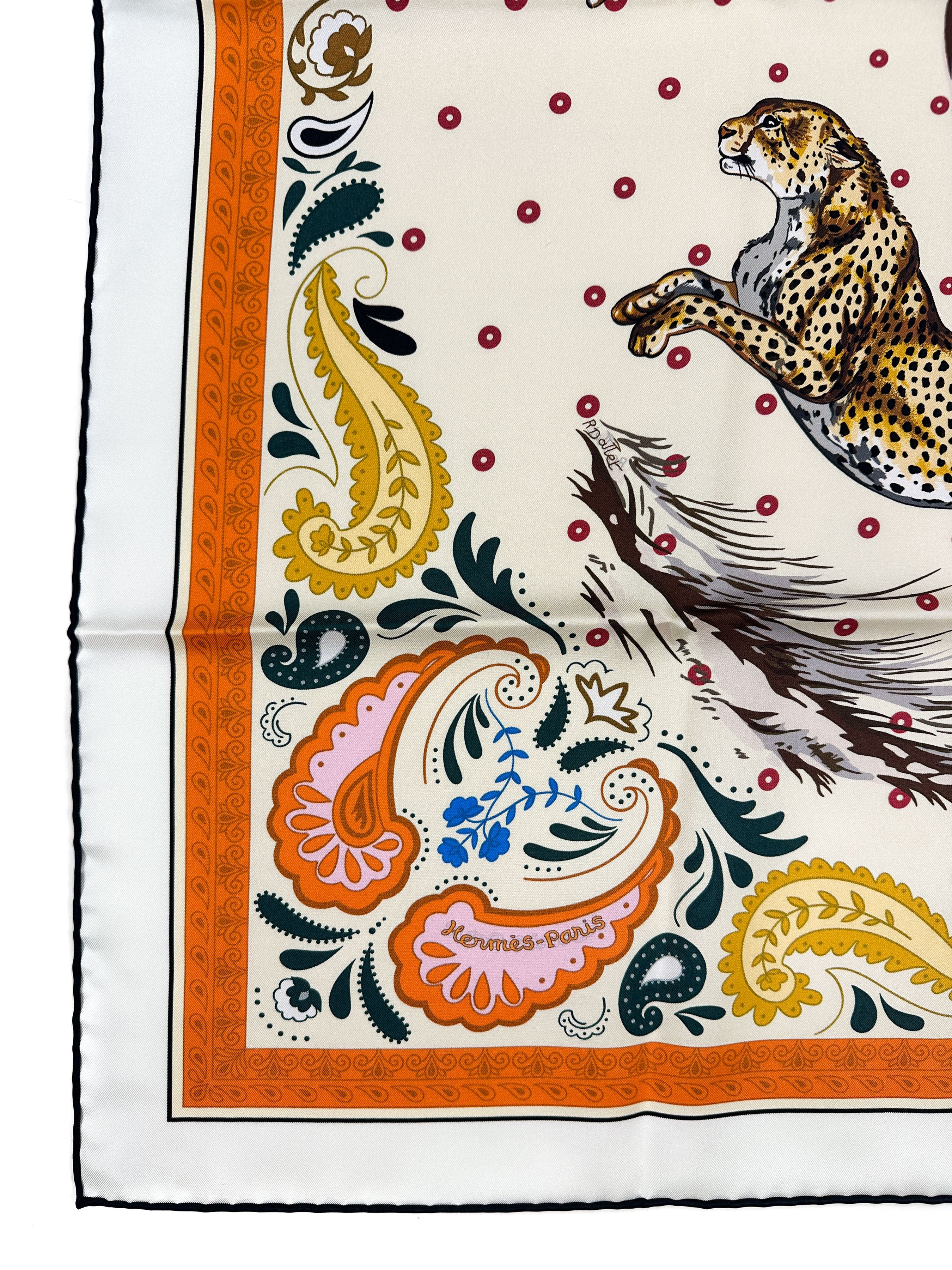 Hermès Guépards Bandana Double Face 90