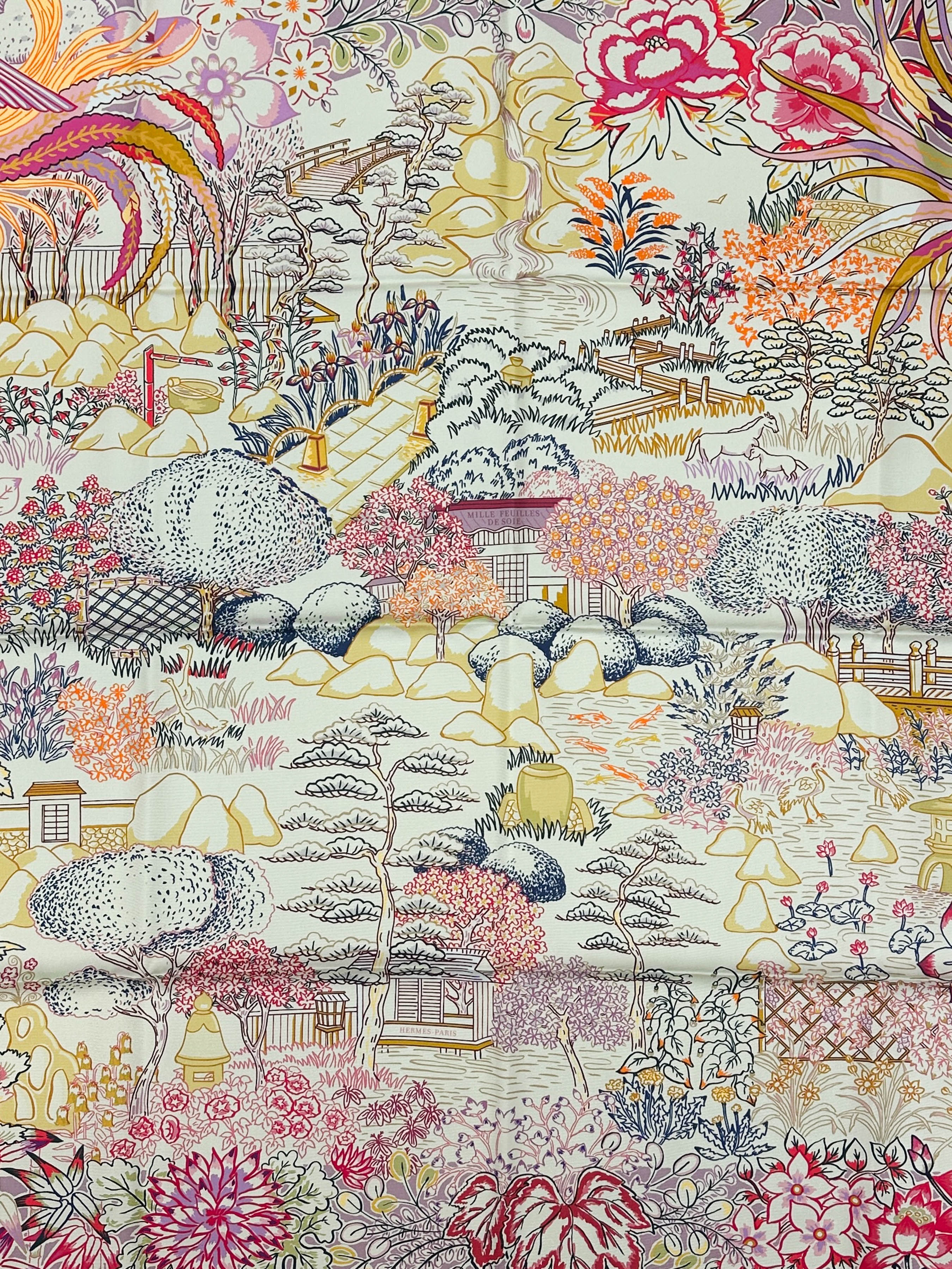 Hermès Mille Feuilles de Soie Double Face 90