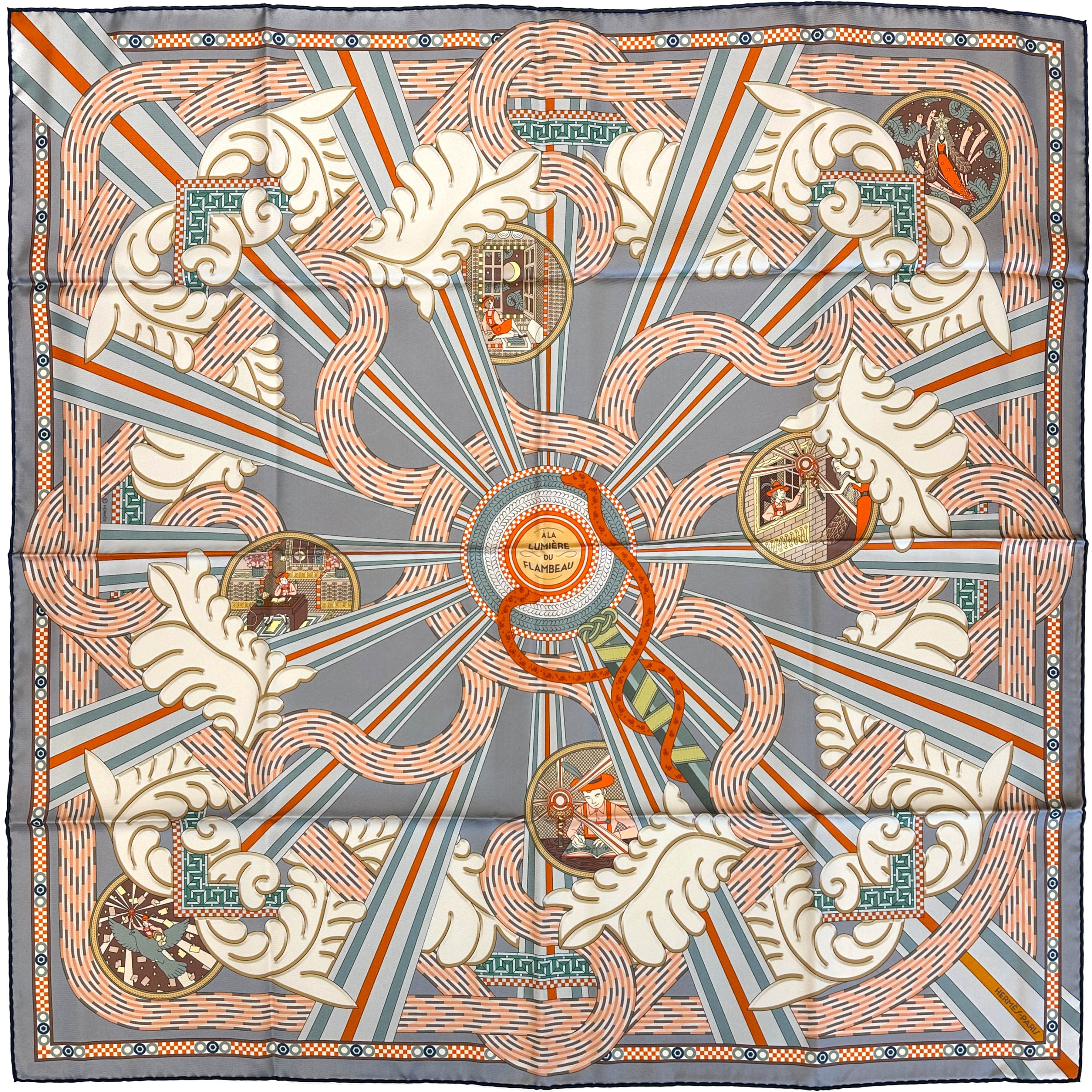 Hermès A La Lumiere du Flambeau Double Face 90