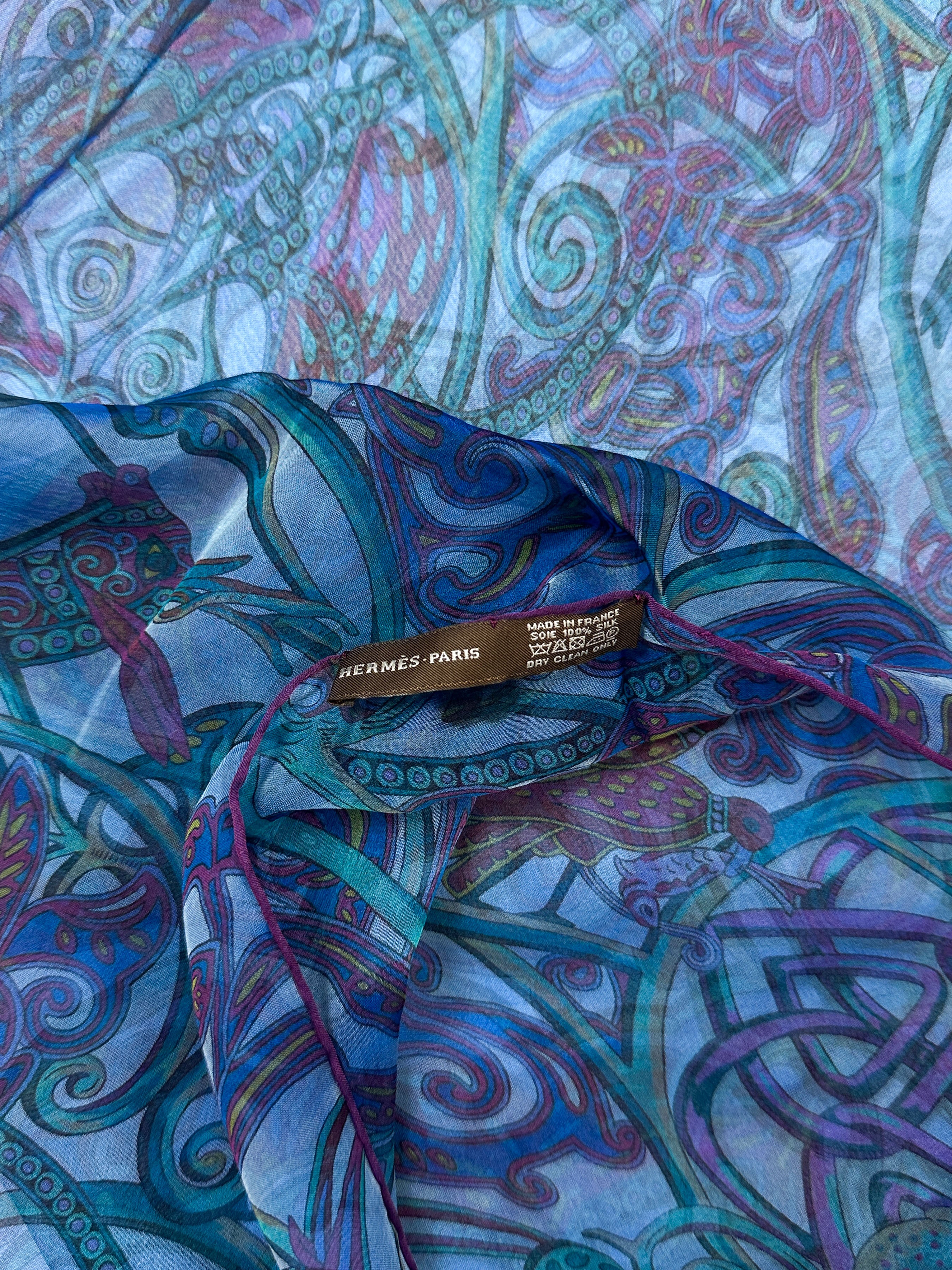 Hermès La Charmante Aux Animaux Mousseline Stole