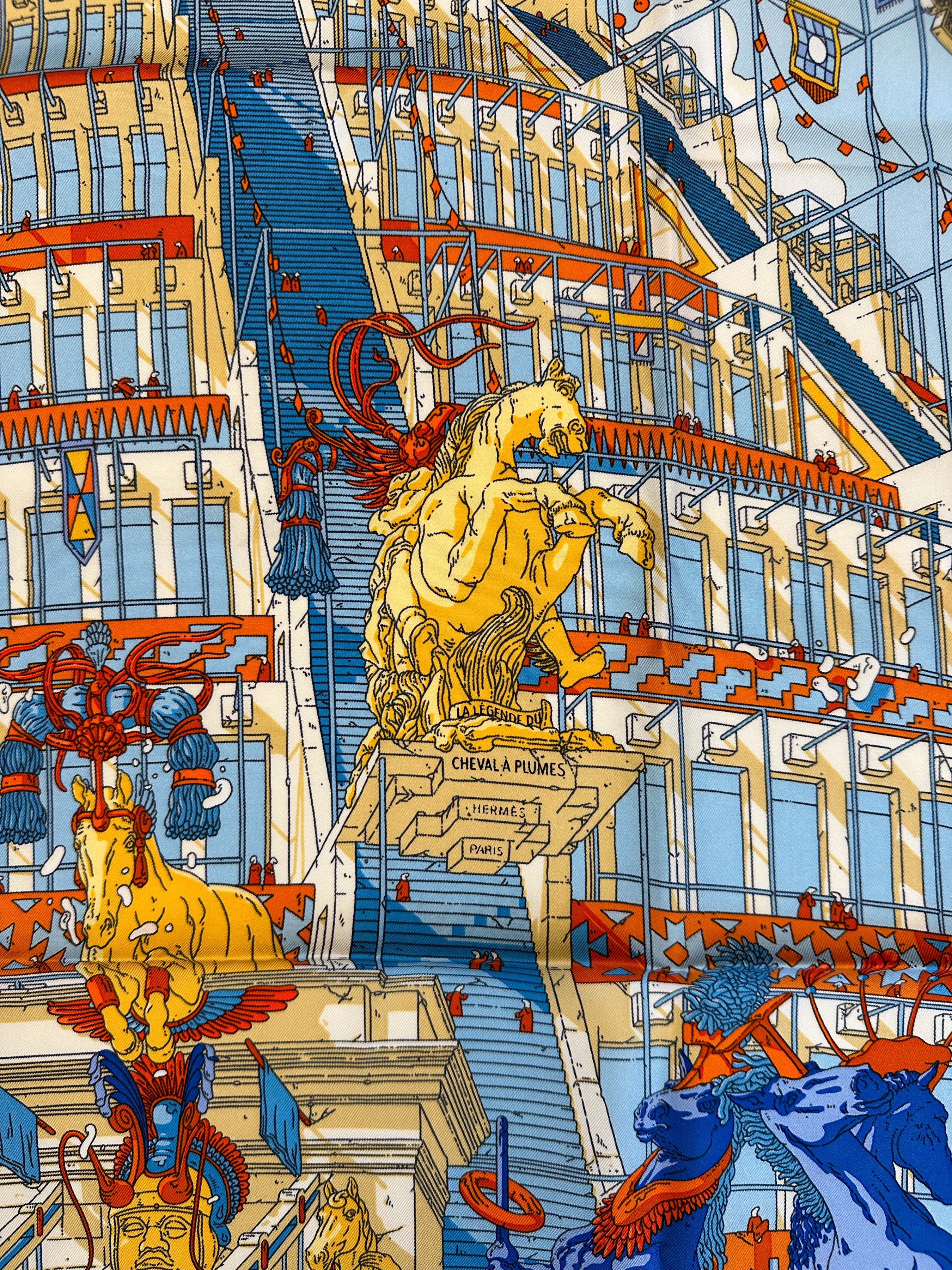 Hermès La Legende du Cheval a Plumes 90