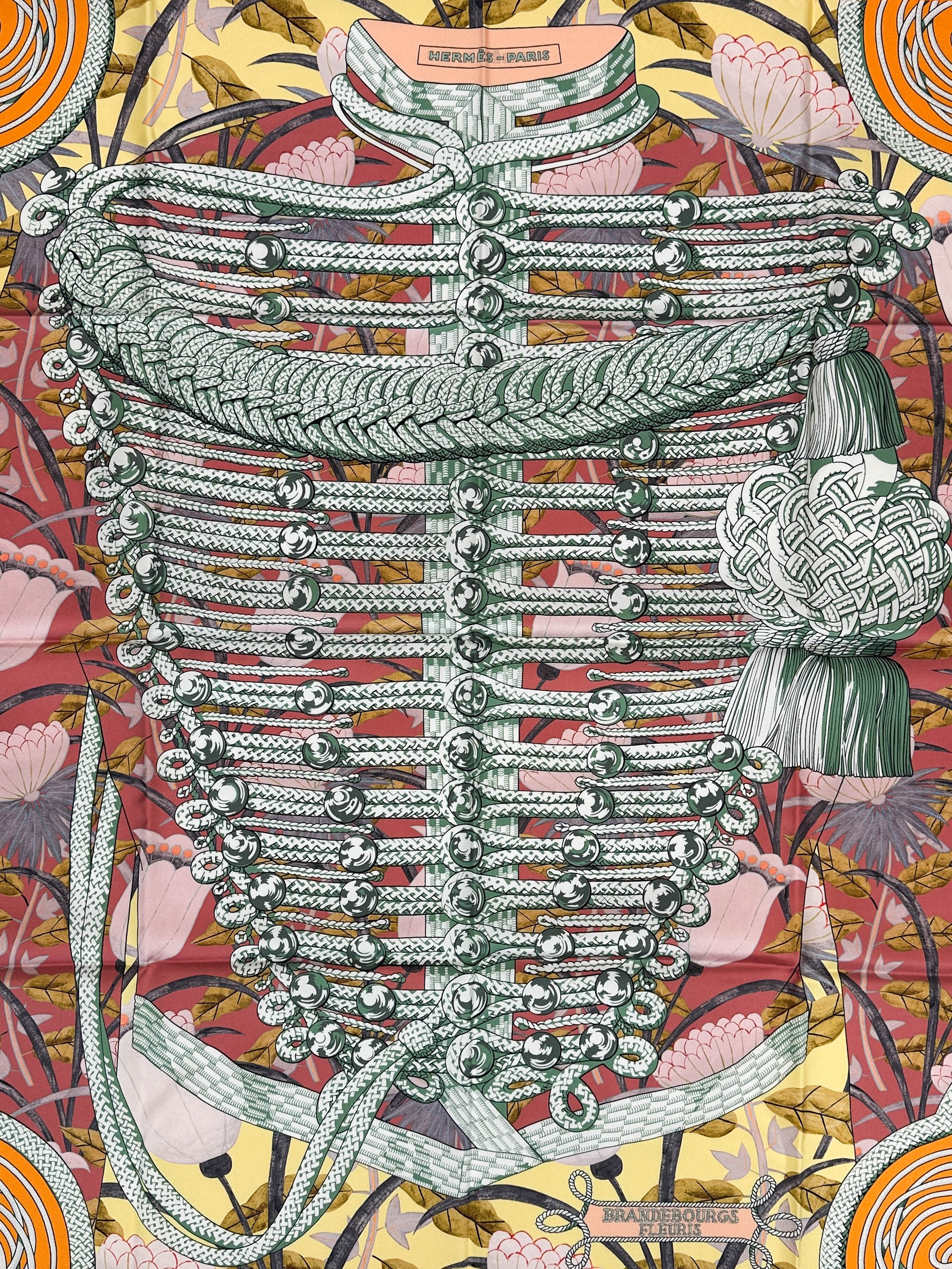 Hermès Brandebourgs Fleuris Double Face 90