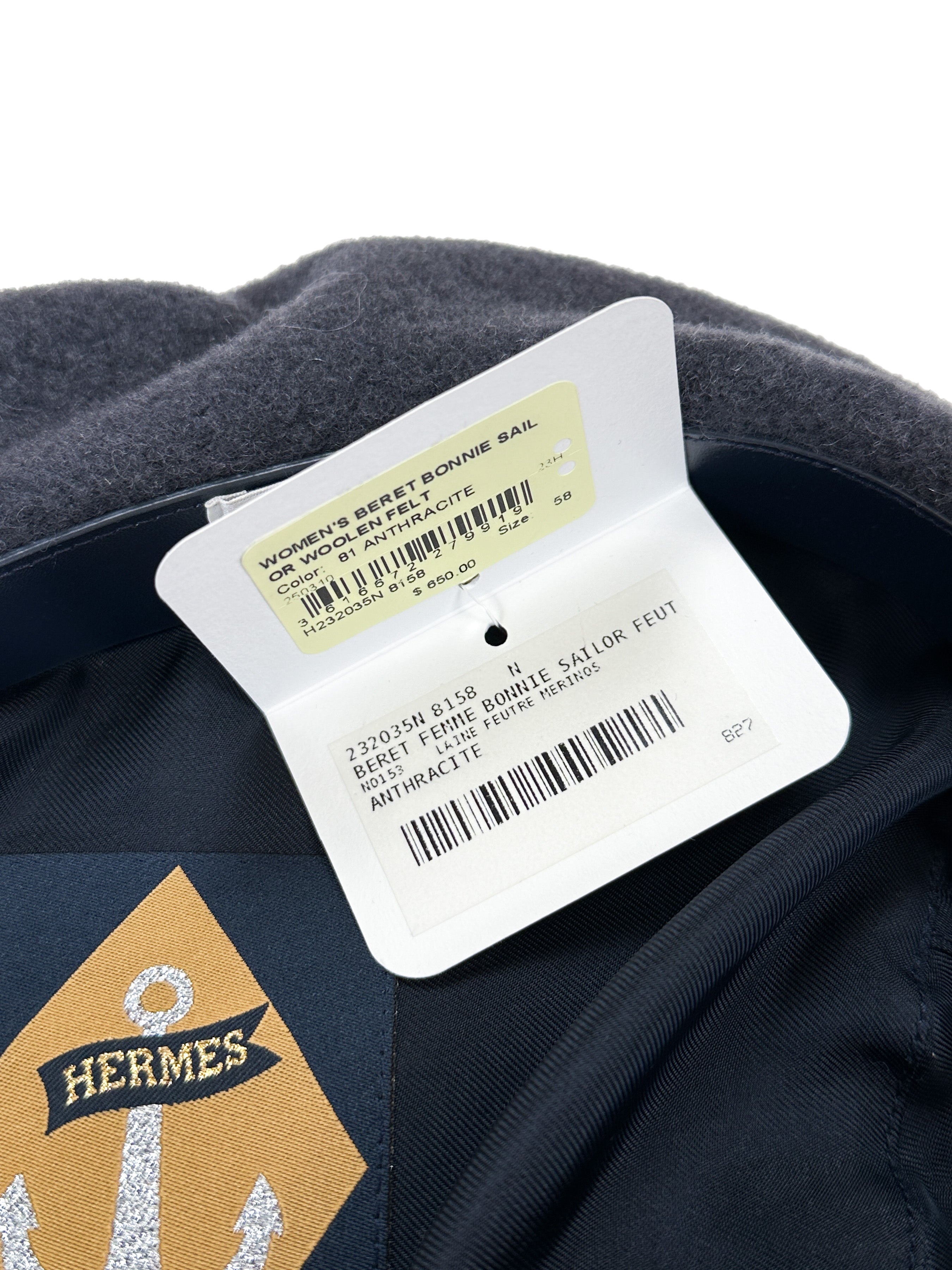Hermès Bonnie Sailor Beret 58