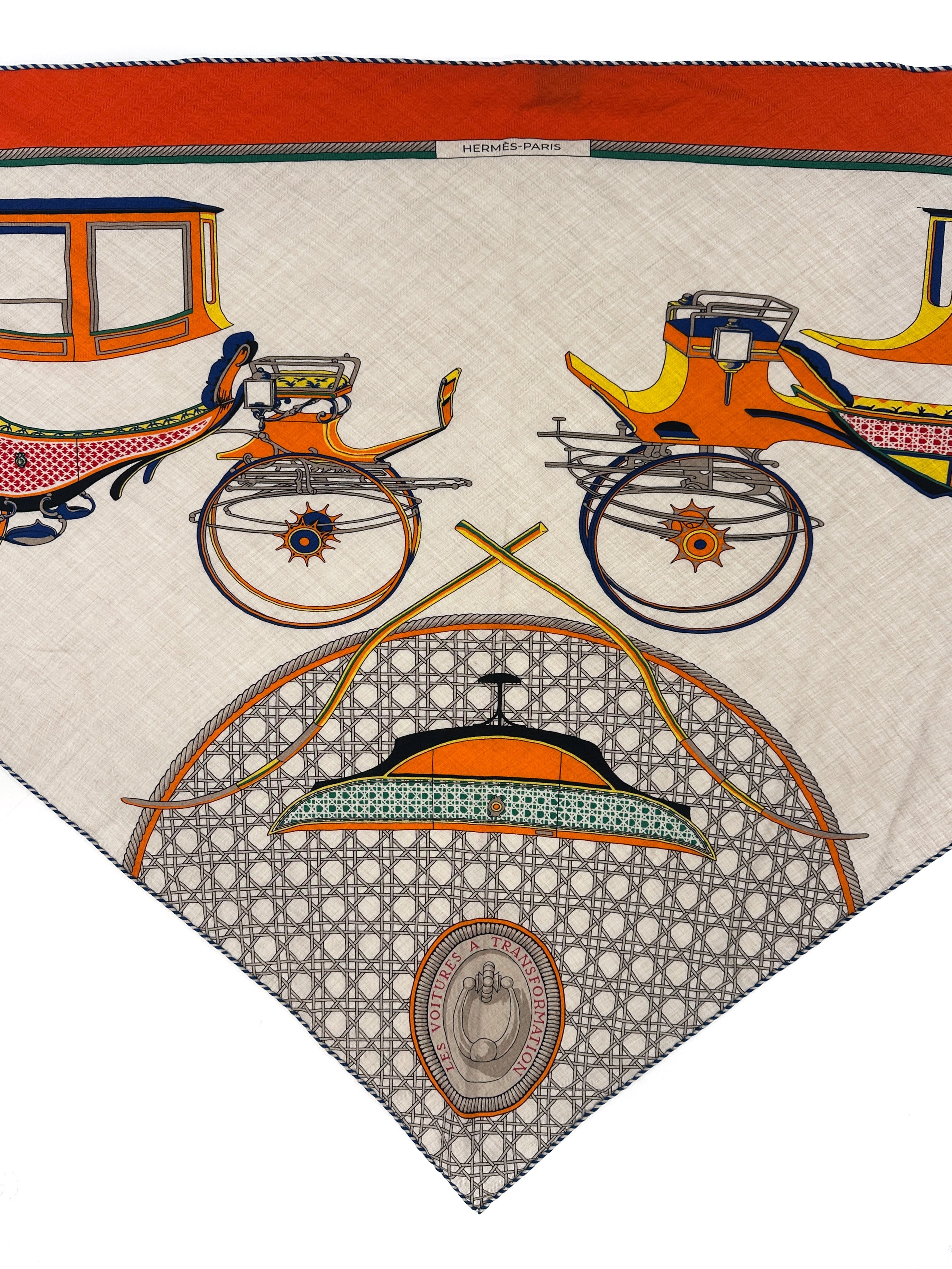Hermès Les Voitures à Transformation Cashmere Silk Giant Triangle