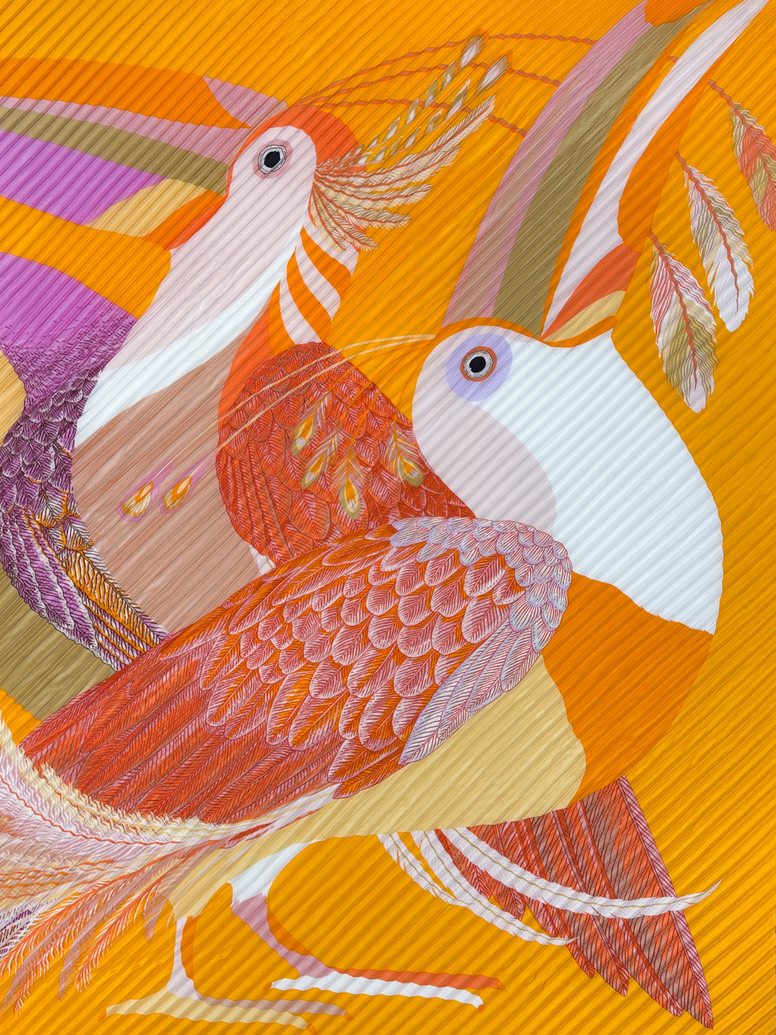 Hermès Toucans de Paradis Plissé 140