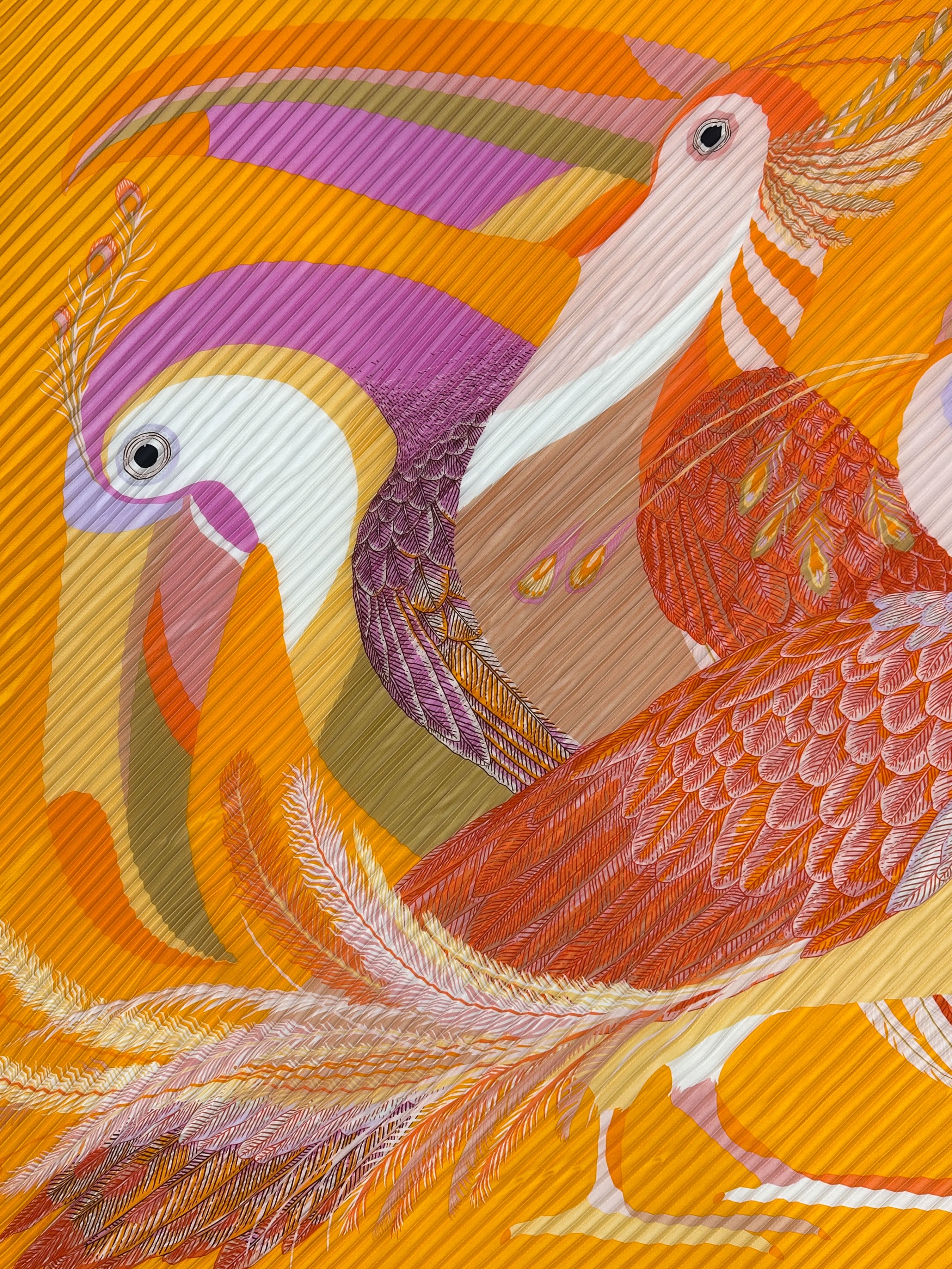 Hermès Toucans de Paradis Plissé 140