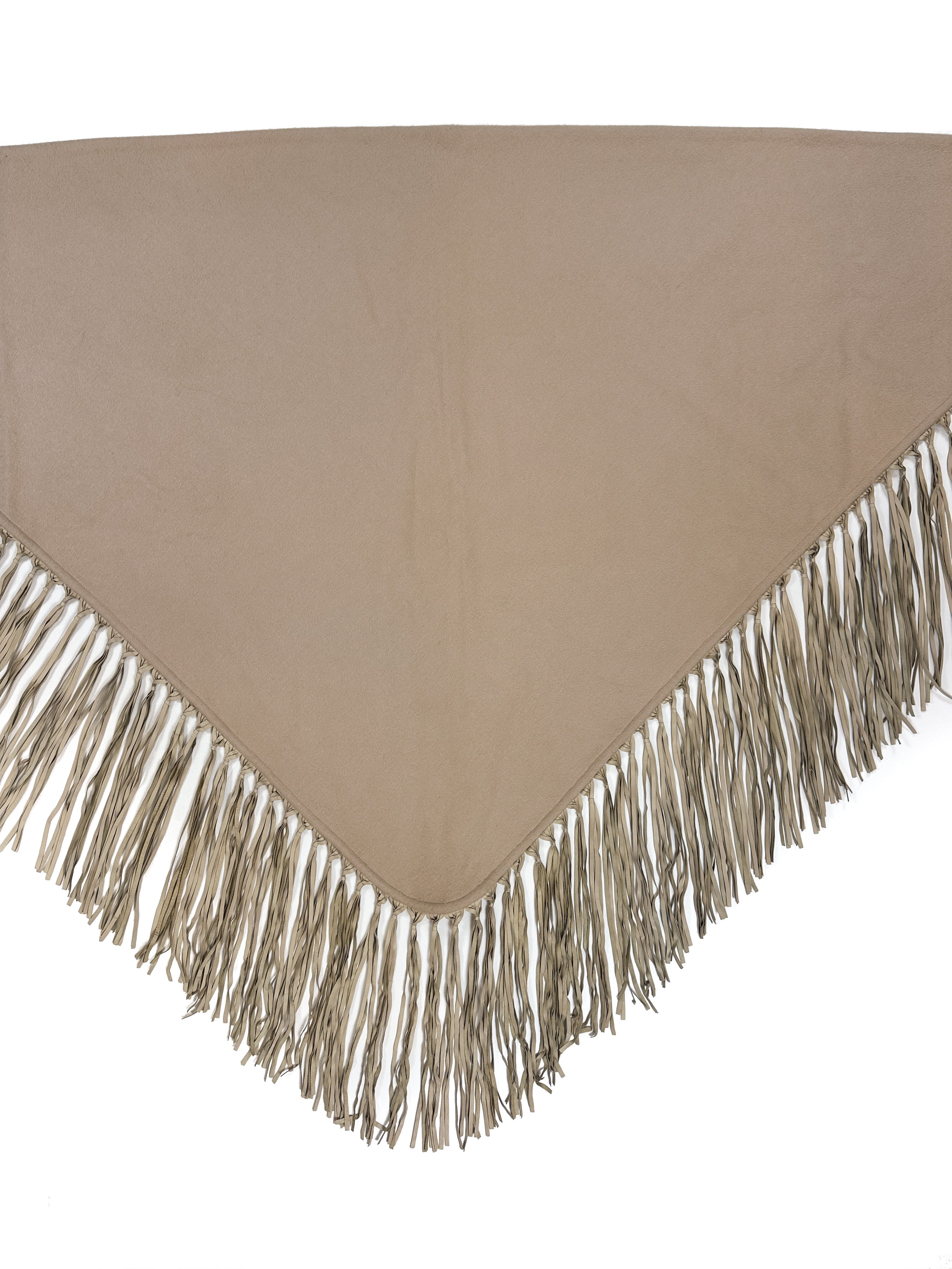 Hermès Fringed Leather Cashmere Triangle Shawl