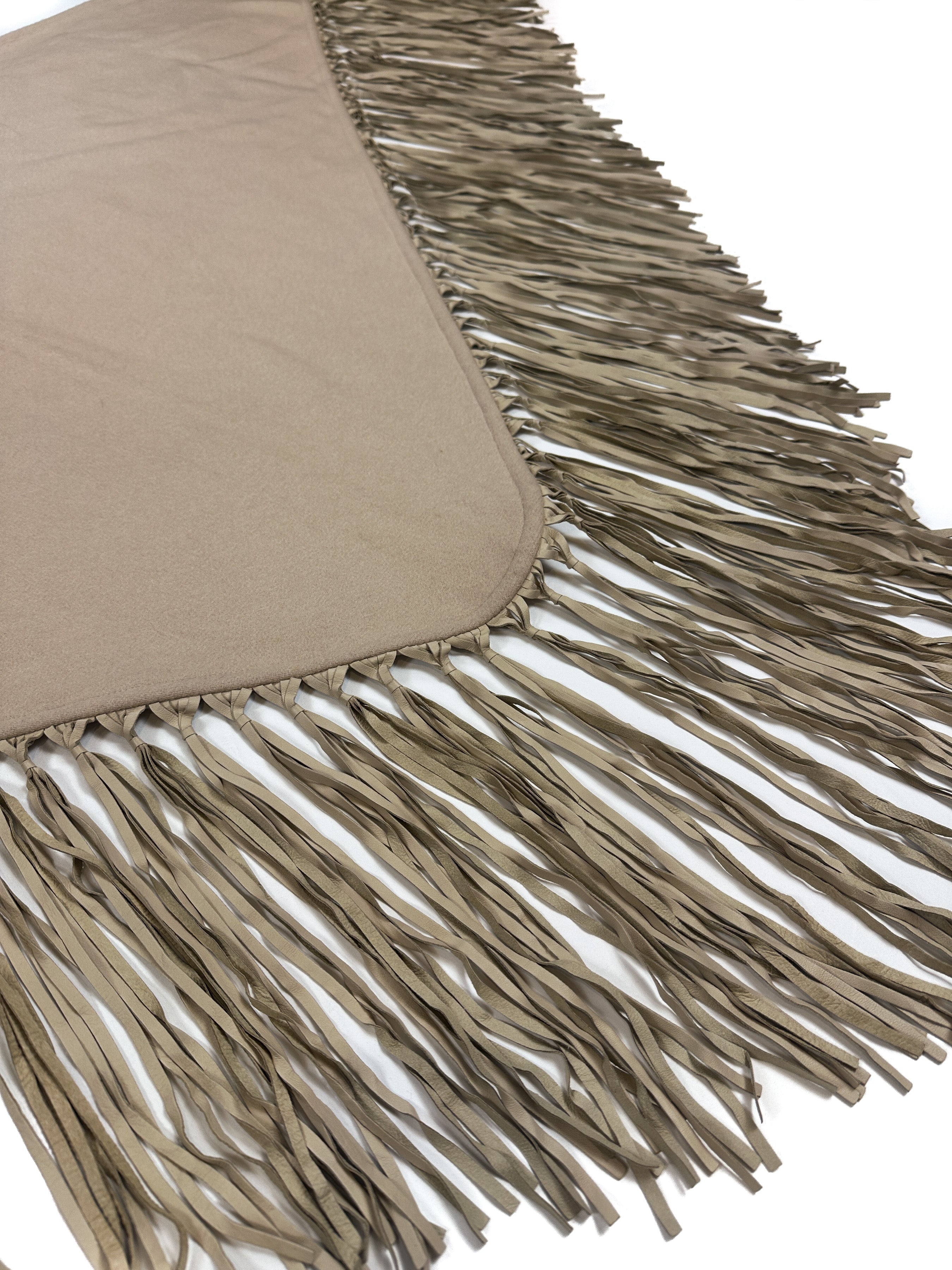 Hermès Fringed Leather Cashmere Triangle Shawl