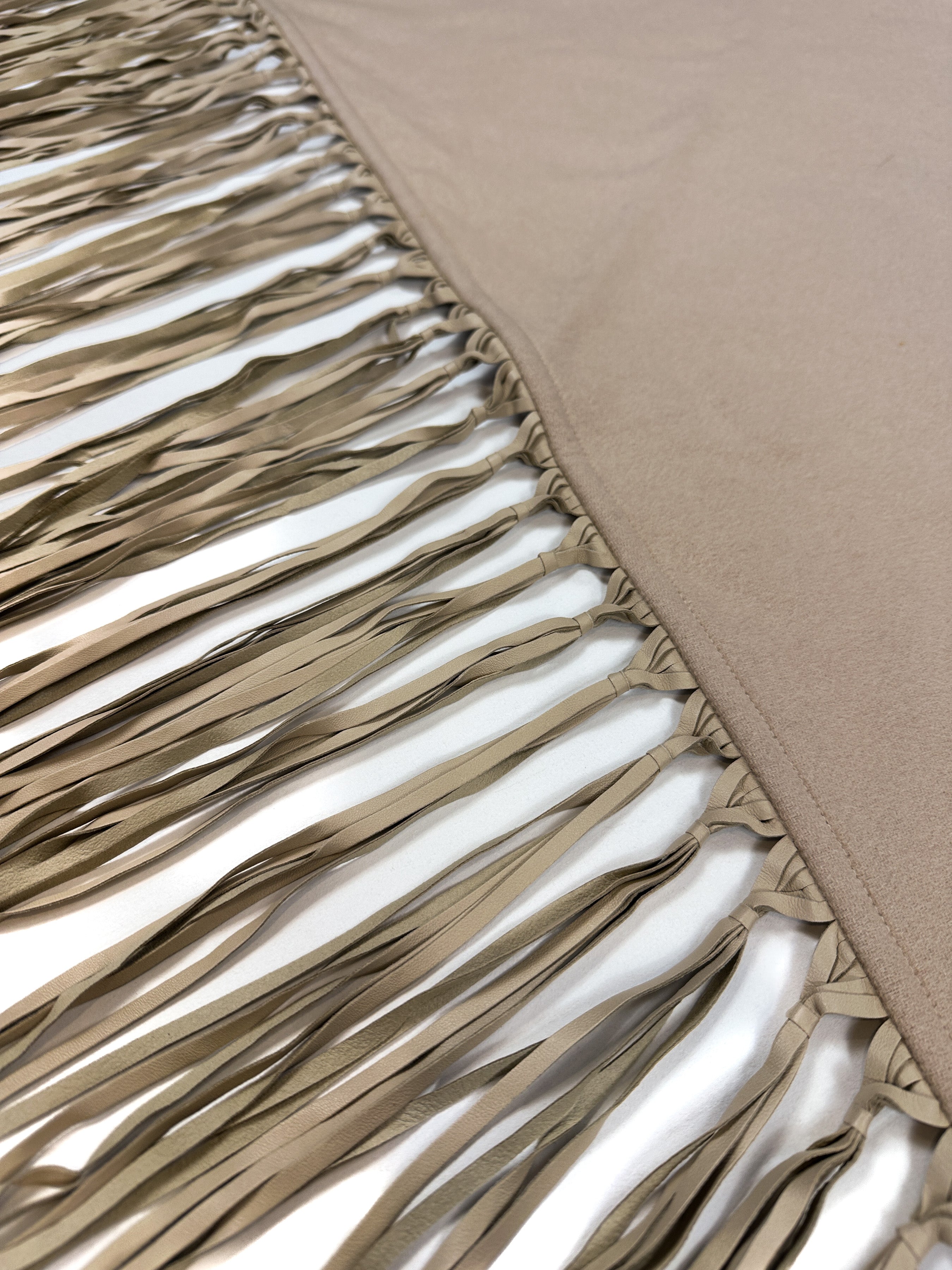 Hermès Fringed Leather Cashmere Triangle Shawl