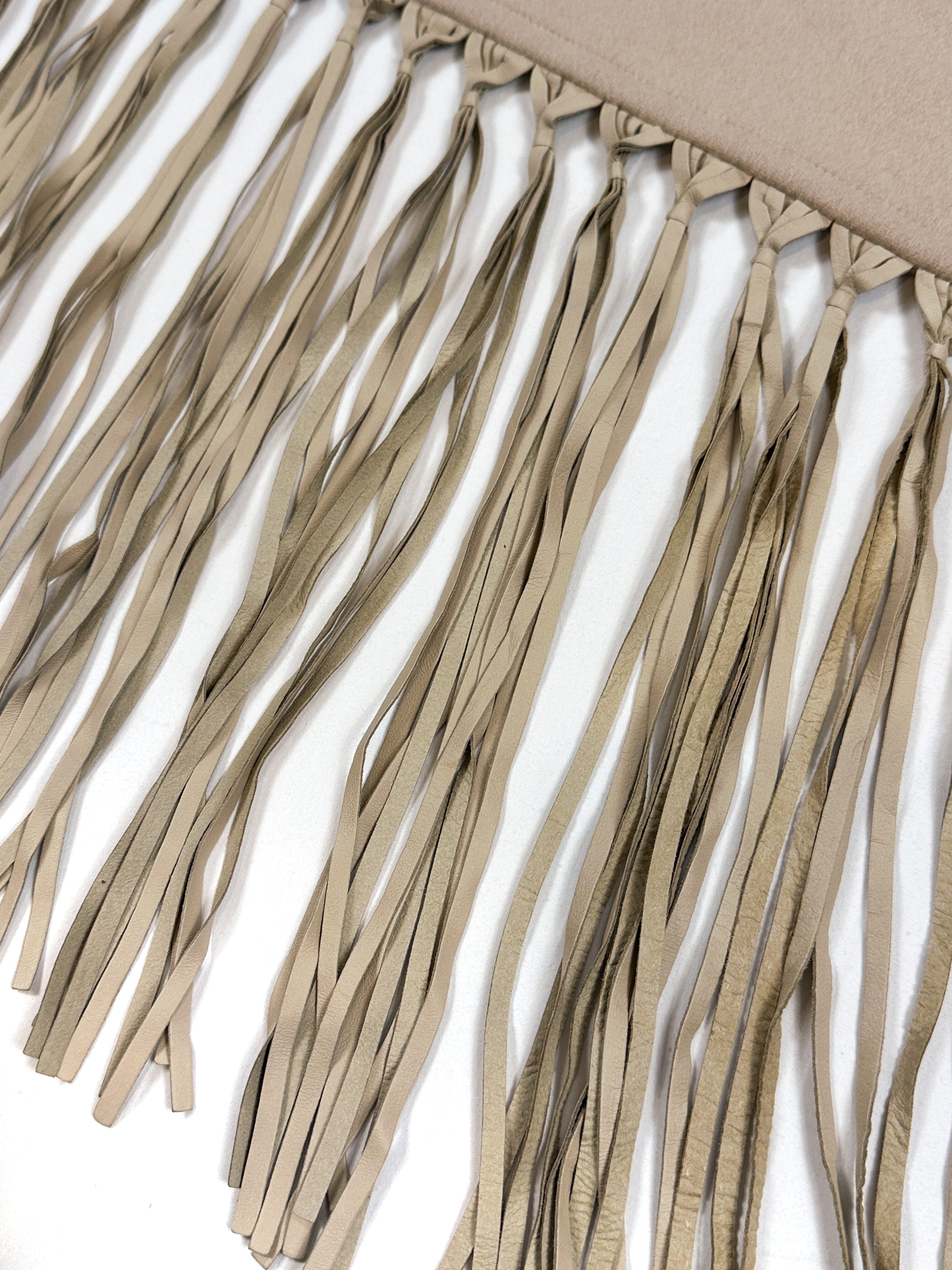 Hermès Fringed Leather Cashmere Triangle Shawl