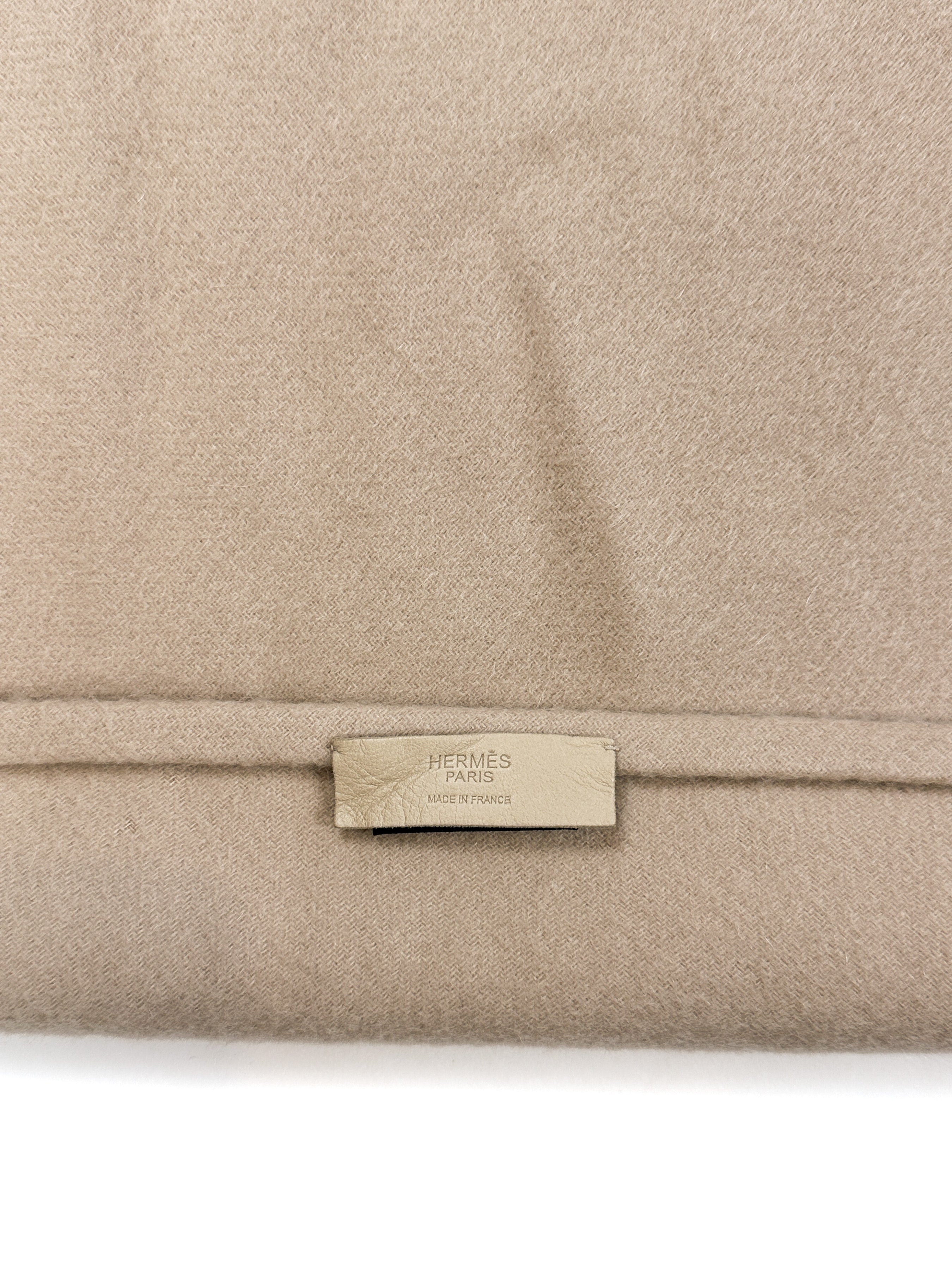 Hermès Fringed Leather Cashmere Triangle Shawl