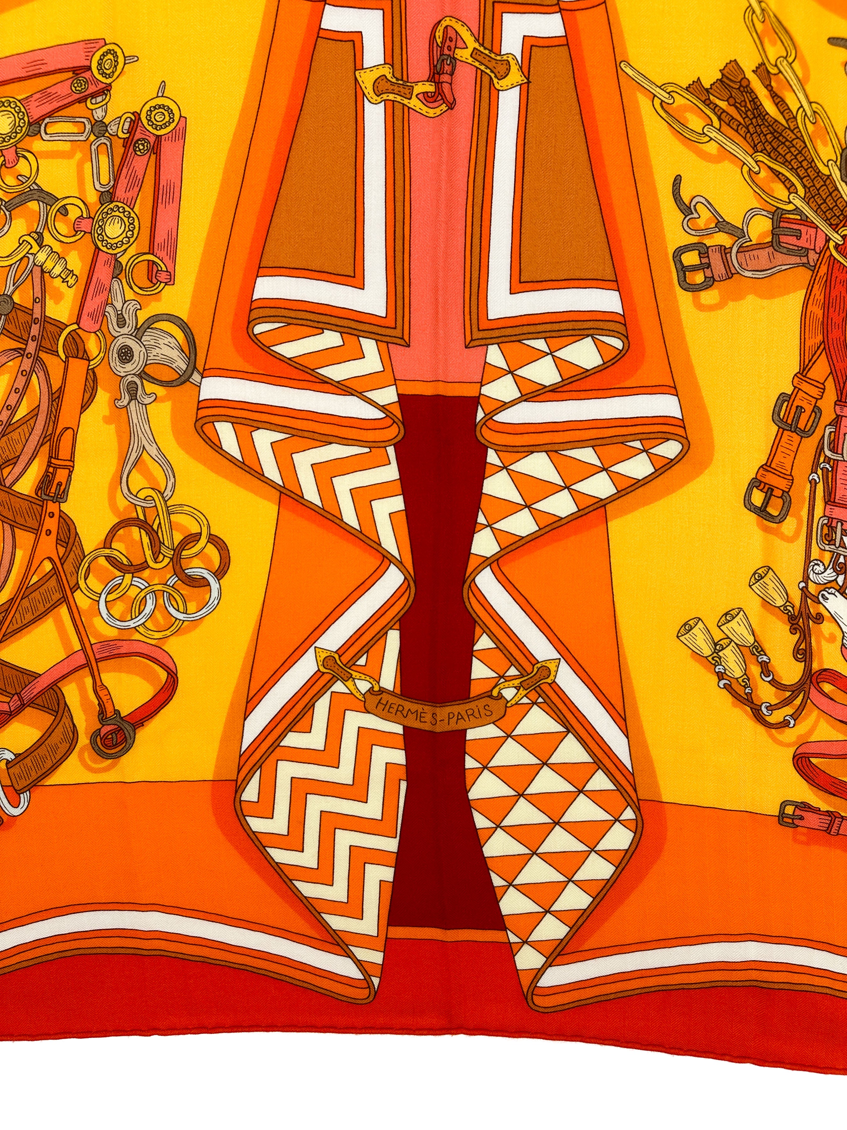 Hermès Bouquet Sellier Cashmere Silk 140