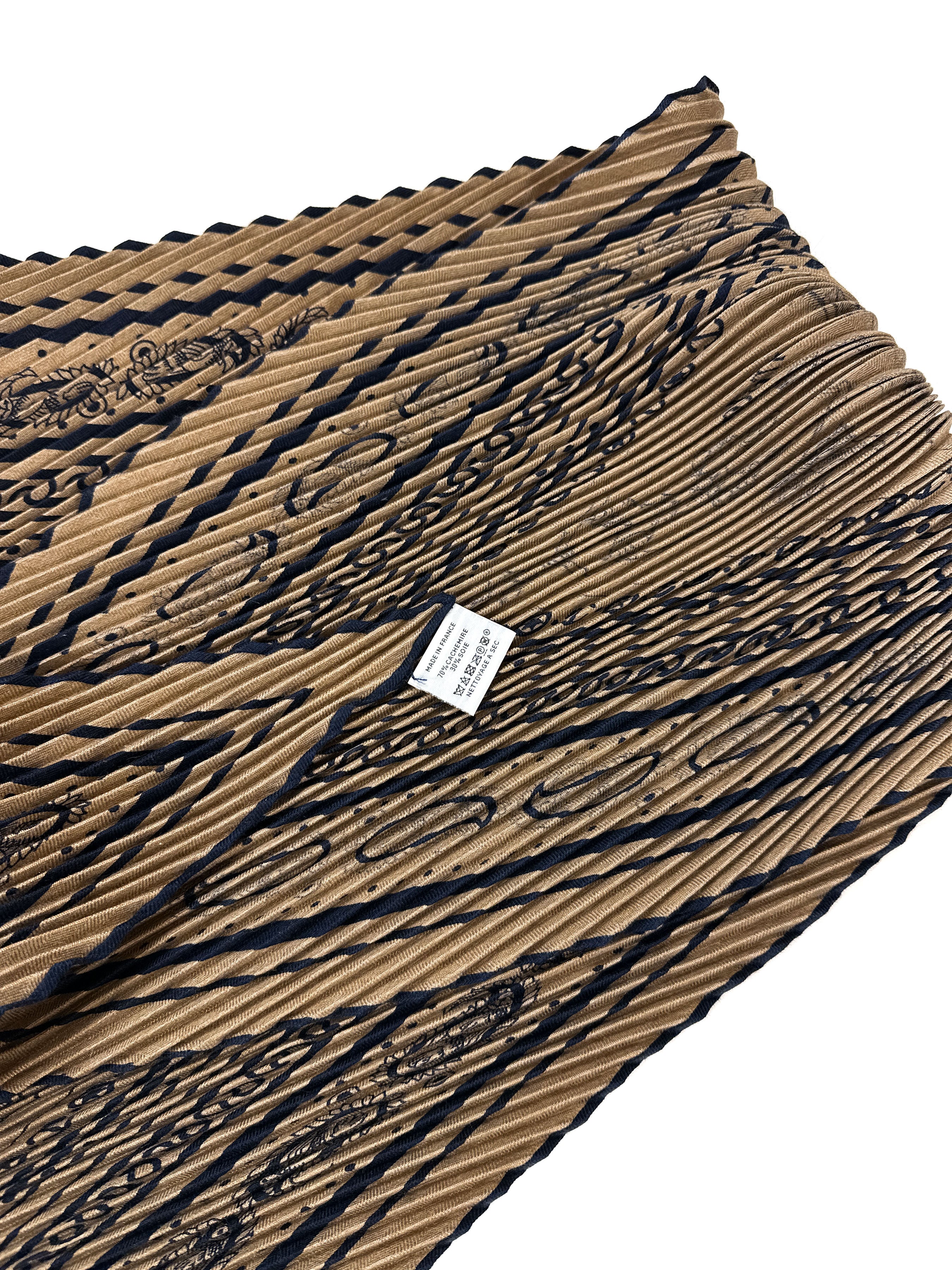 Hermès Tatouages Marins Bandana Cashmere Silk Plissé 140