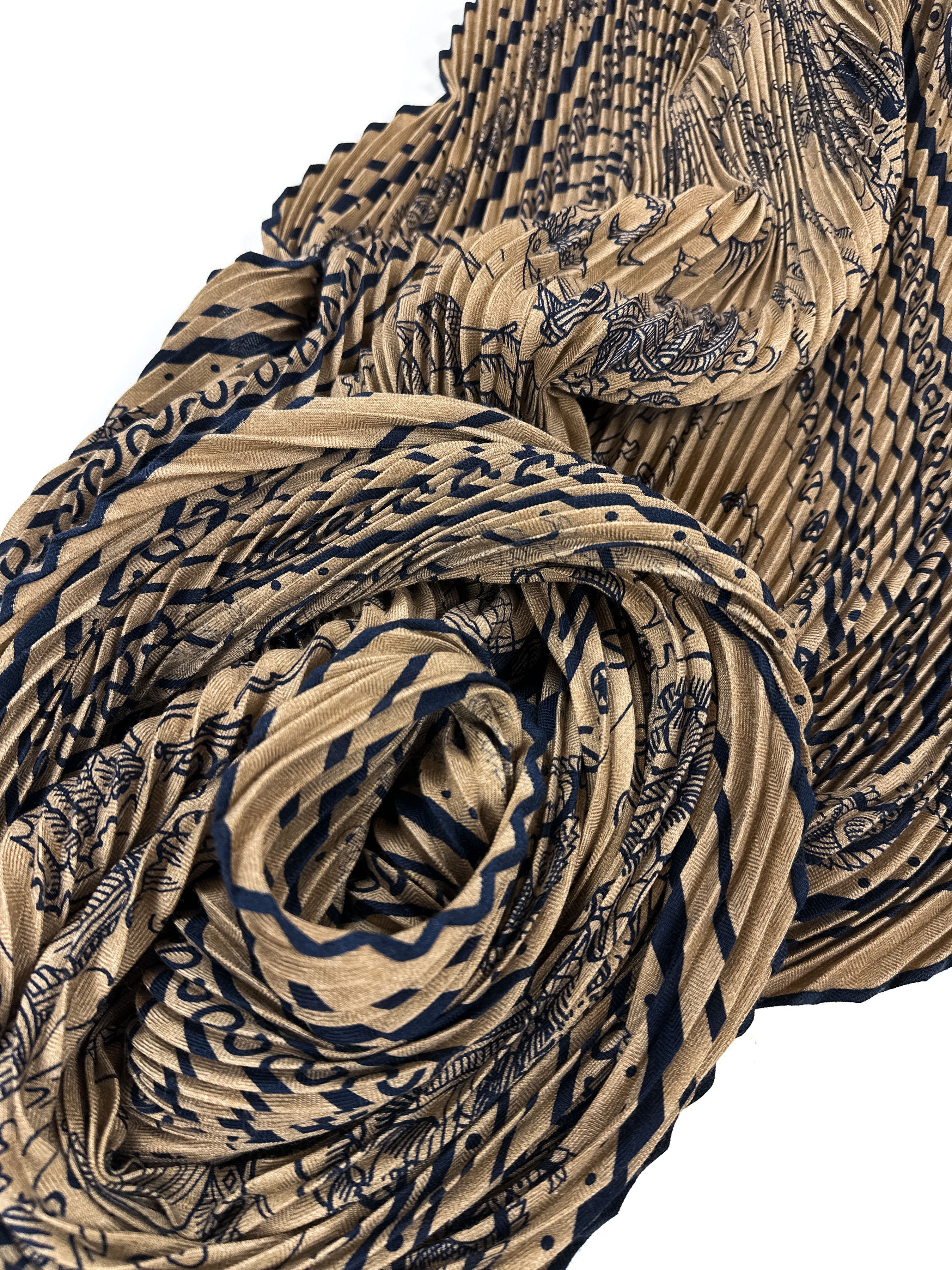 Hermès Tatouages Marins Bandana Cashmere Silk Plissé 140