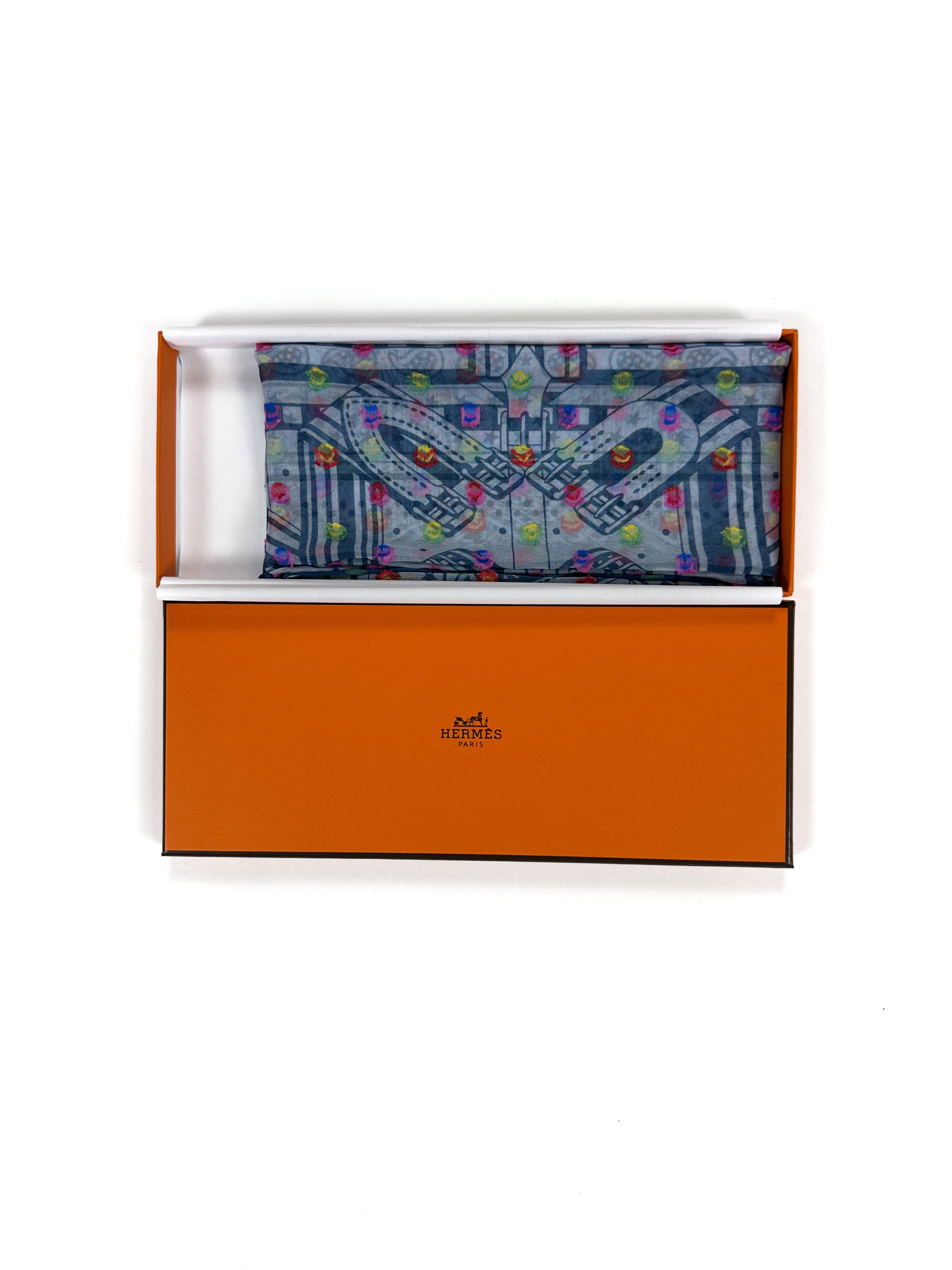 Hermès Sangles en Zig Zag Pois Rainbow Mousseline 60