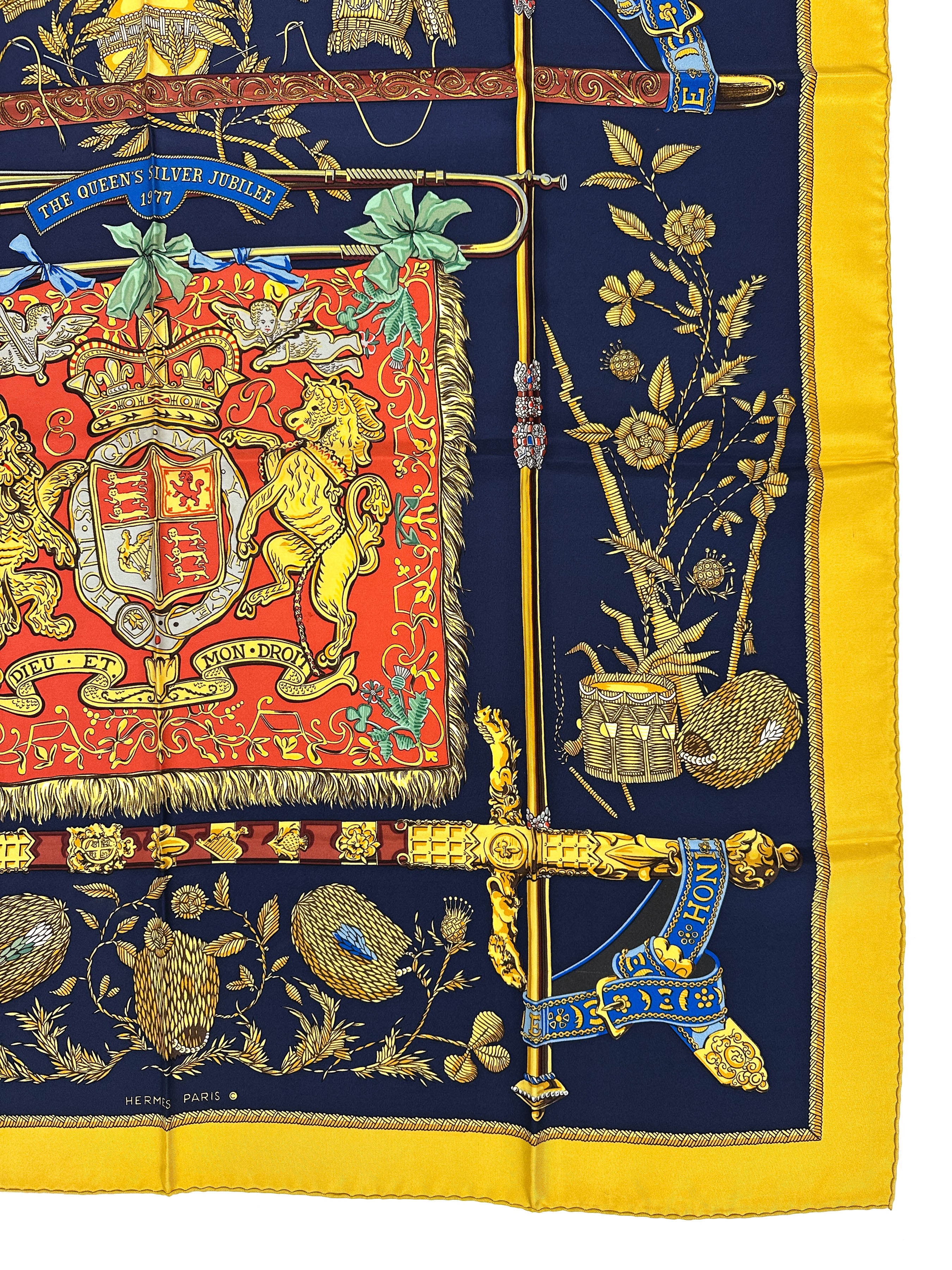 Hermès Special Edition 1977 The Queen's Silver Jubilee Dieu et Mon Droit 90