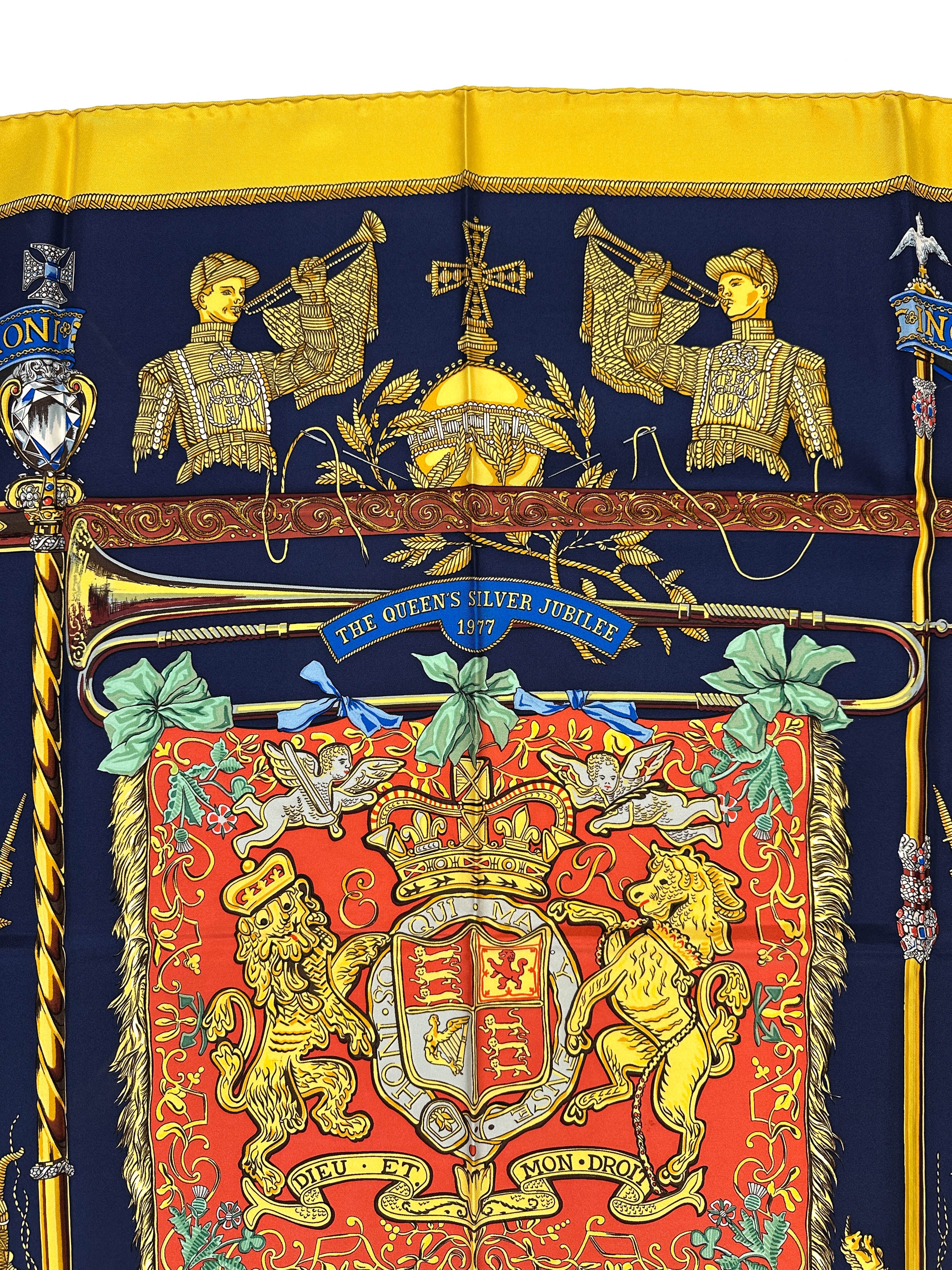 Hermès Special Edition 1977 The Queen's Silver Jubilee Dieu et Mon Droit 90