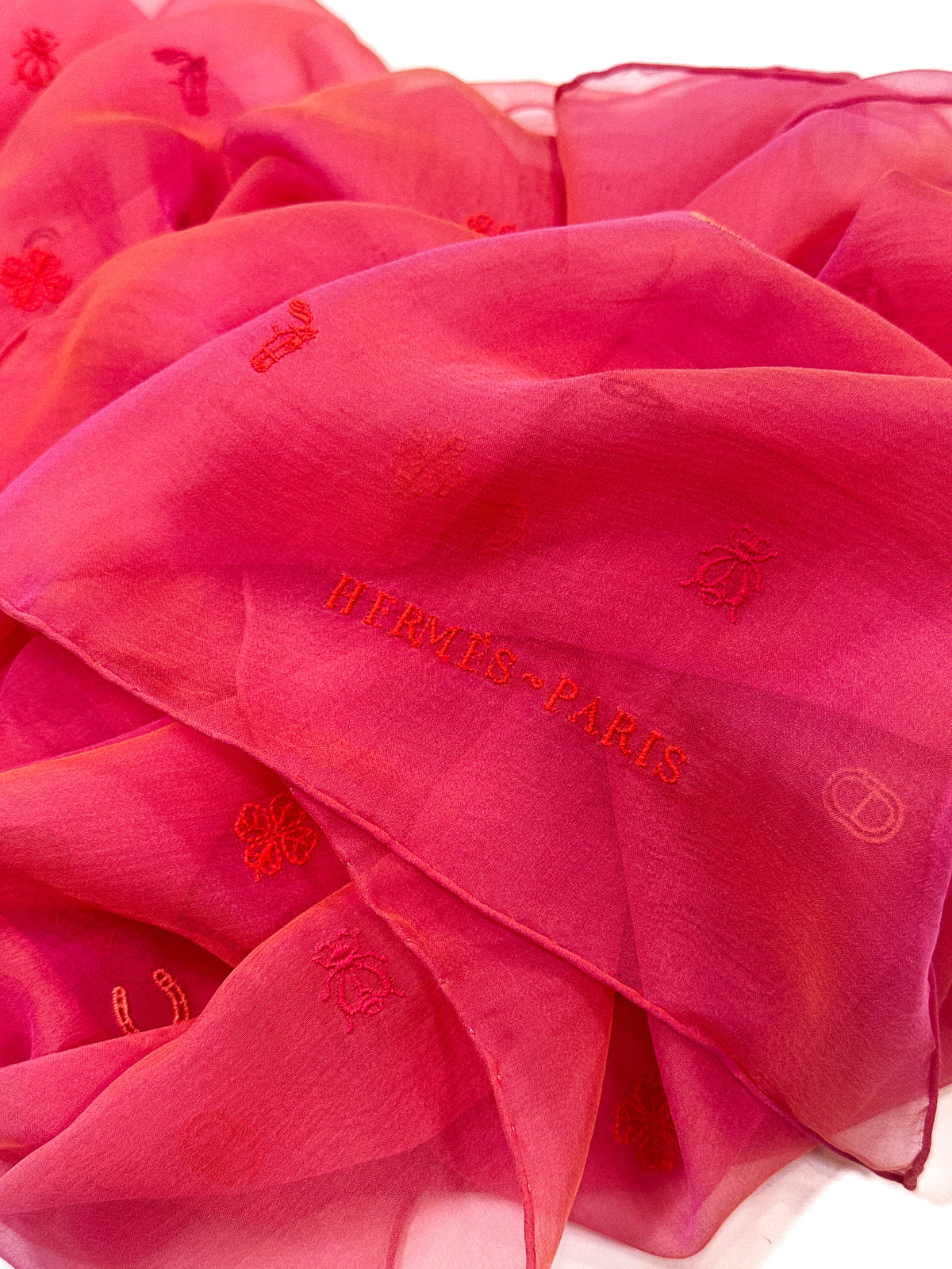 Hermès Multicharms Embroidered Changeant Mousseline 90