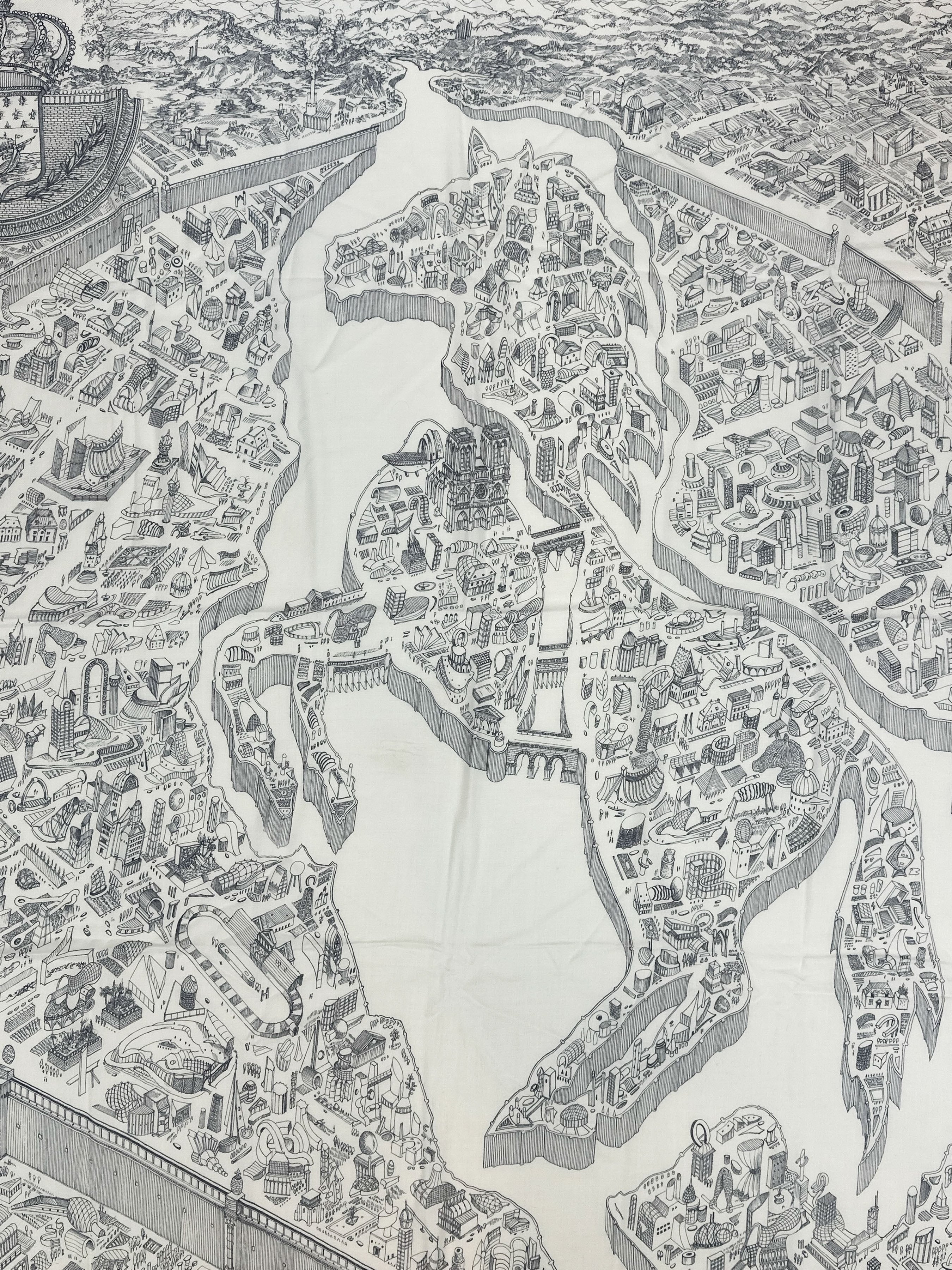 Hermès La Nouvelle Cité Cavalière Cashmere Silk 140