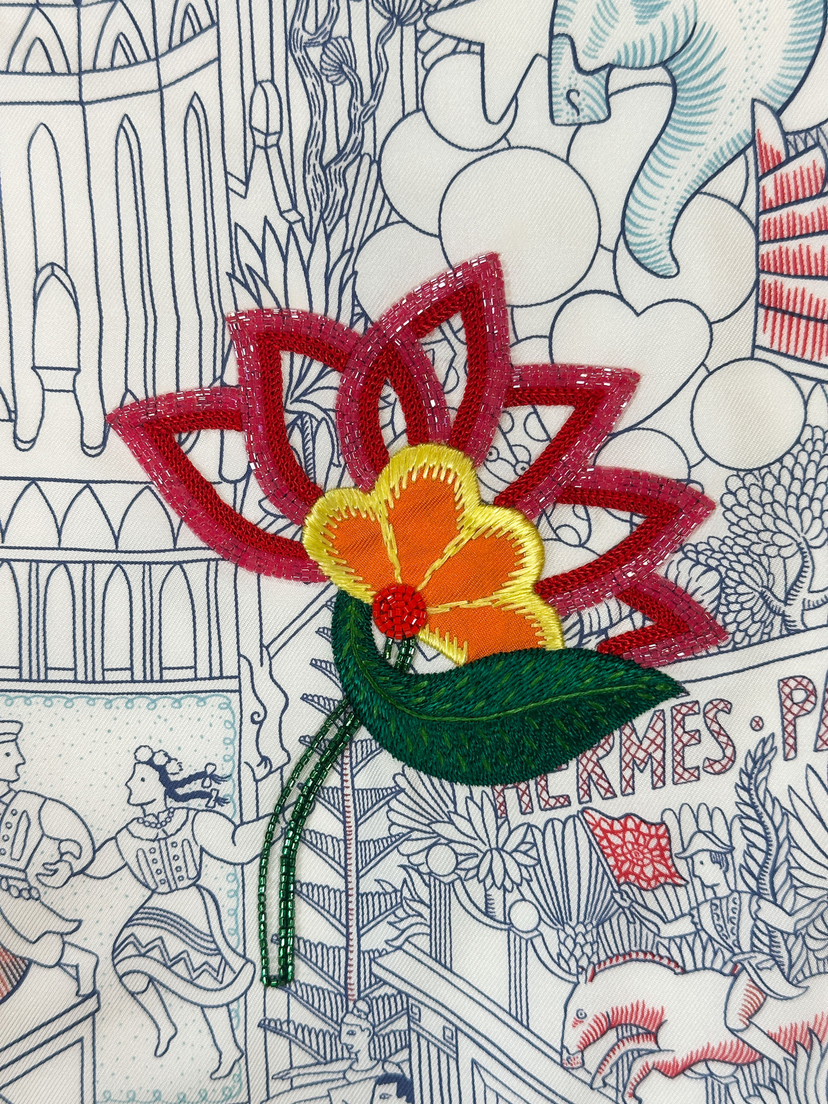 Hermès Animapolis Fleuri Beaded Exceptional 90