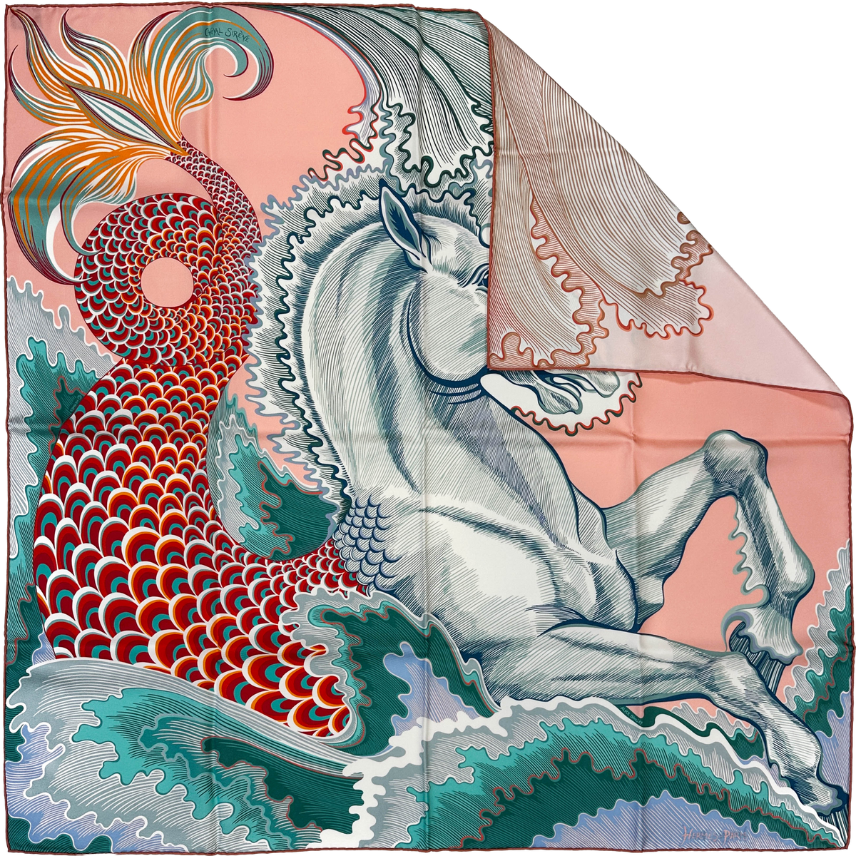 Hermès Cheval Sirene Double Face 90