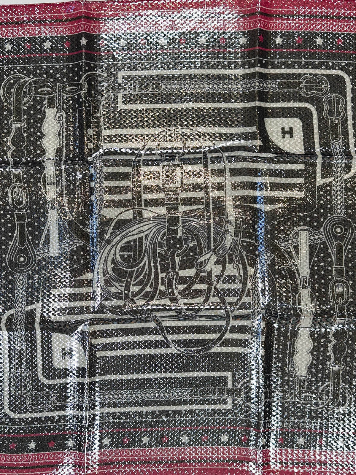 Hermès Coaching Disco Metallic Bandana 55