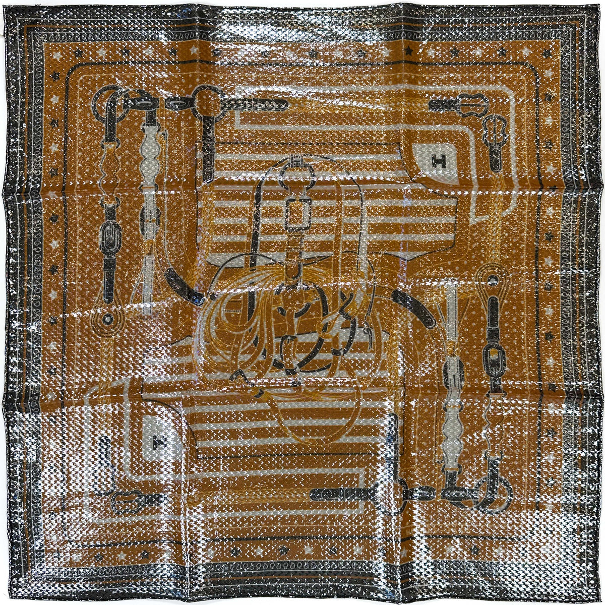 Hermès Coaching Disco Metallic Bandana 55