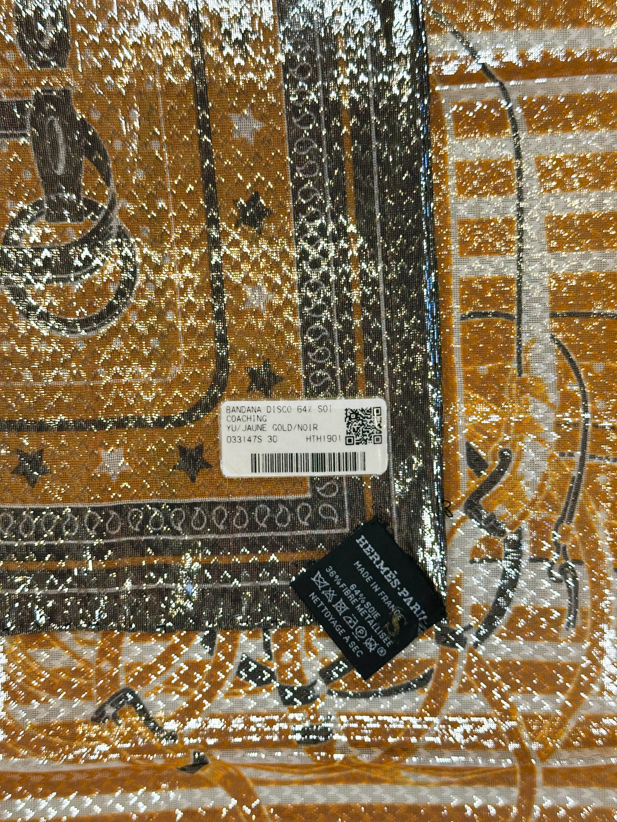 Hermès Coaching Disco Metallic Bandana 55