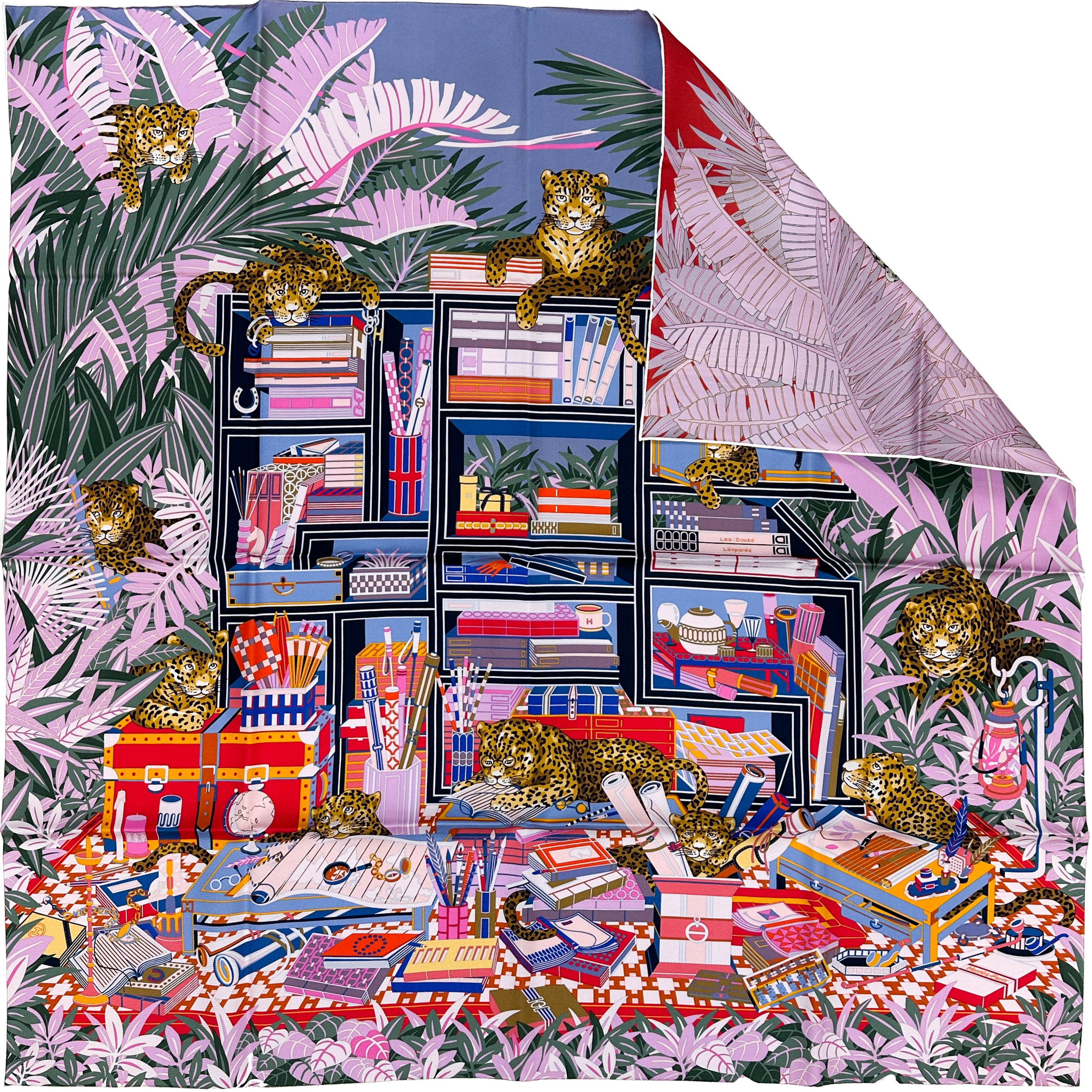 Hermès Douze Leopards Double Face 90