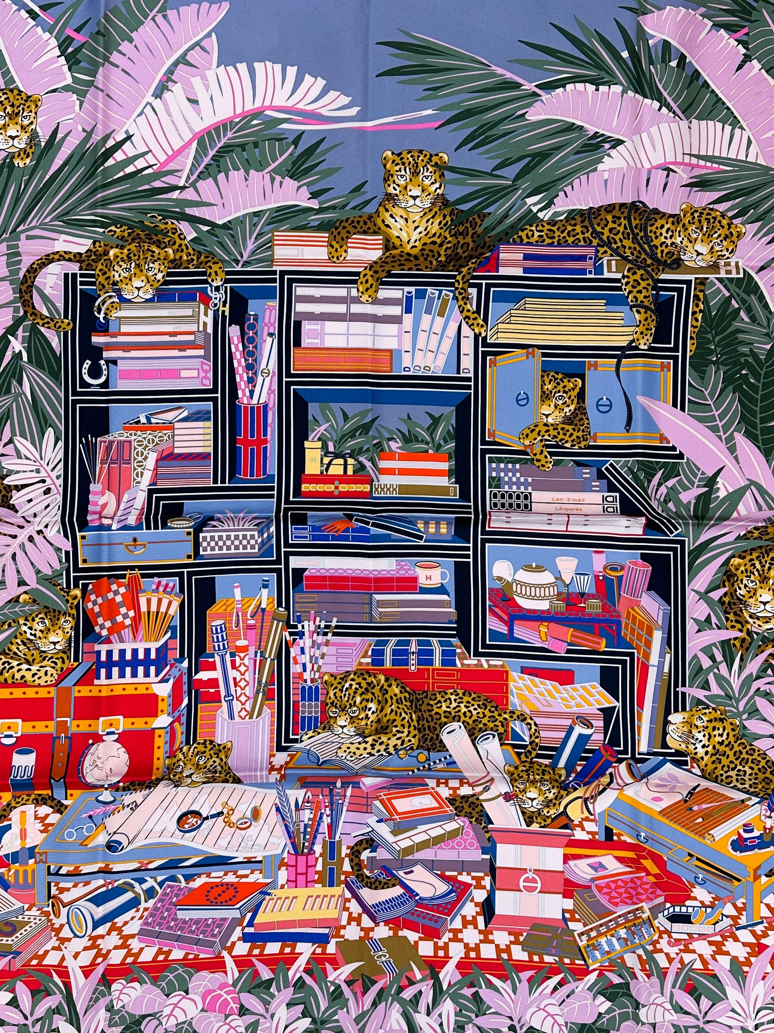 Hermès Douze Leopards Double Face 90