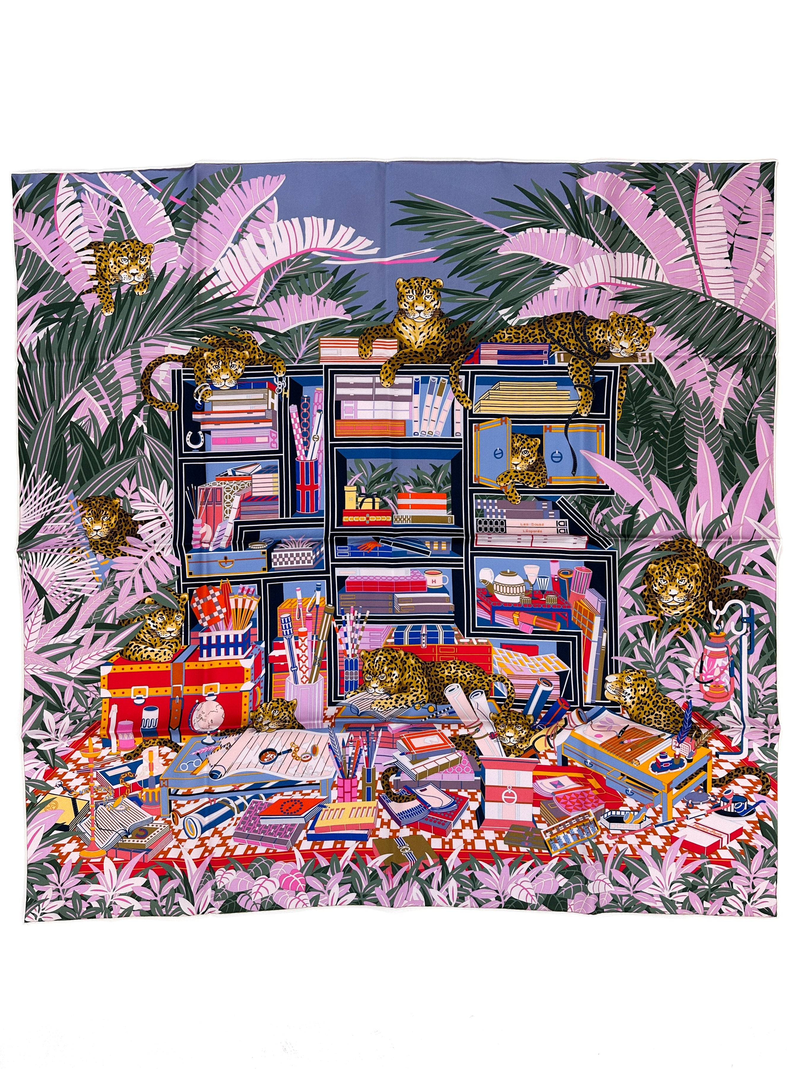 Hermès Douze Leopards Double Face 90