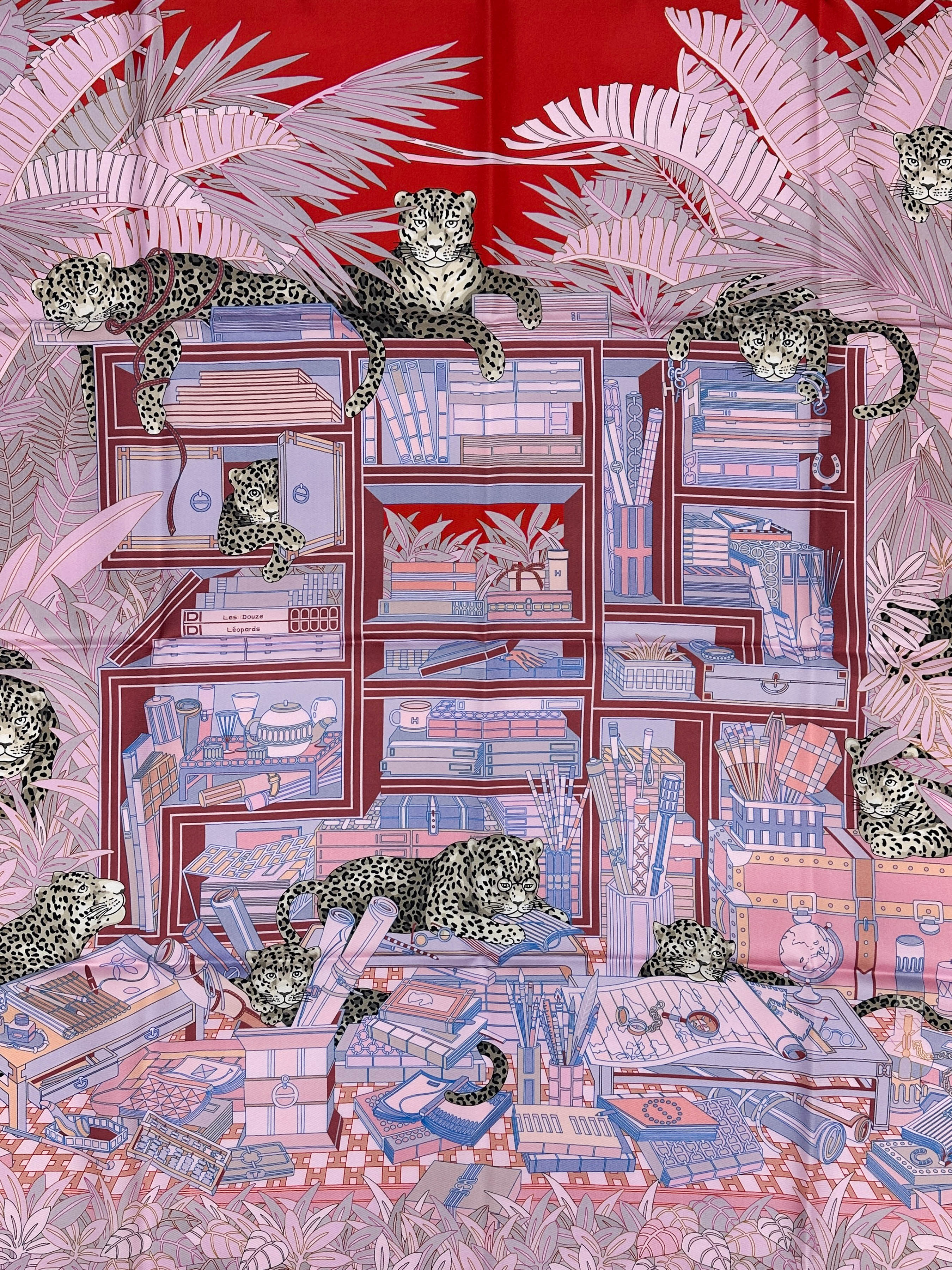 Hermès Douze Leopards Double Face 90