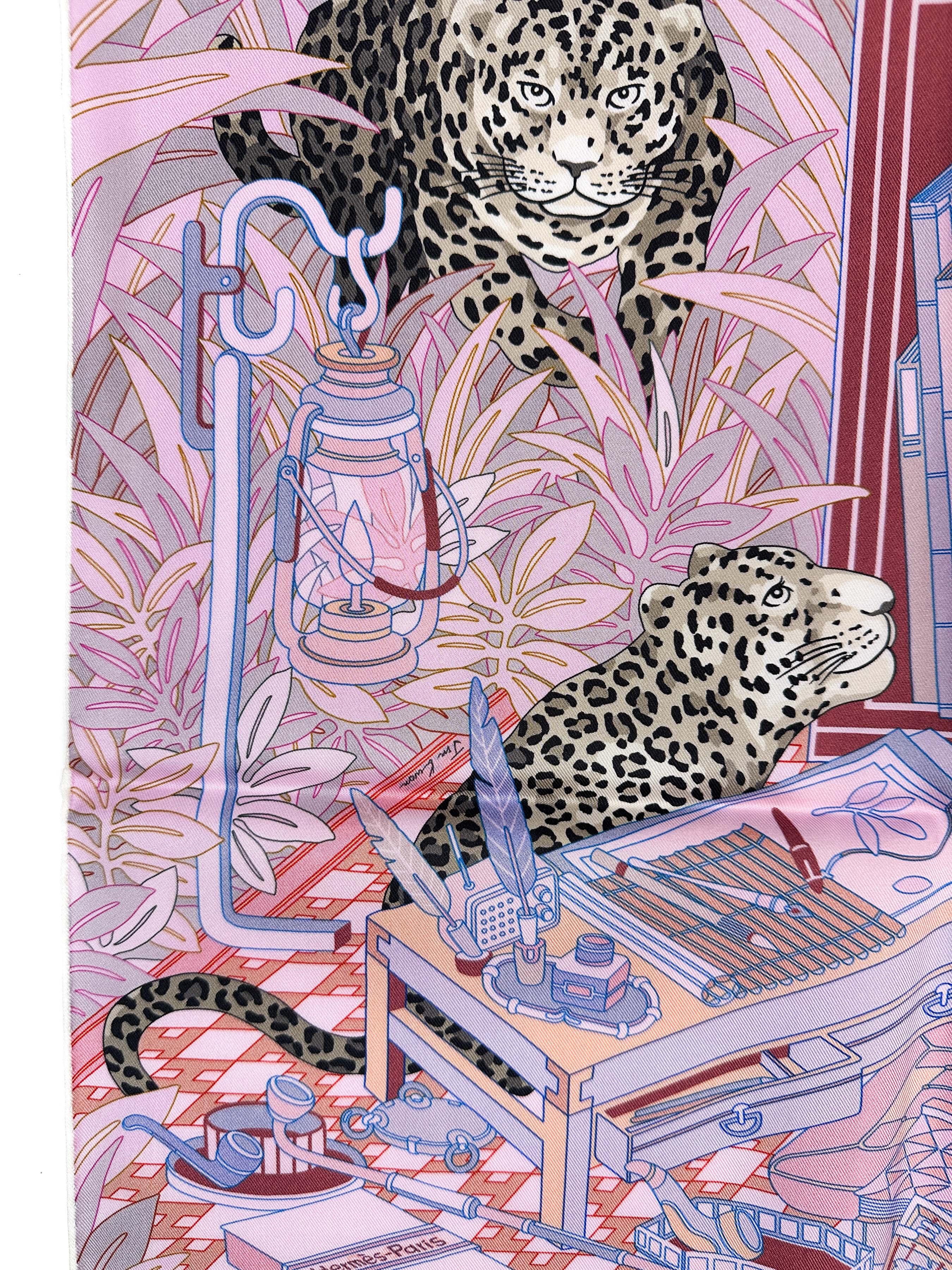 Hermès Douze Leopards Double Face 90