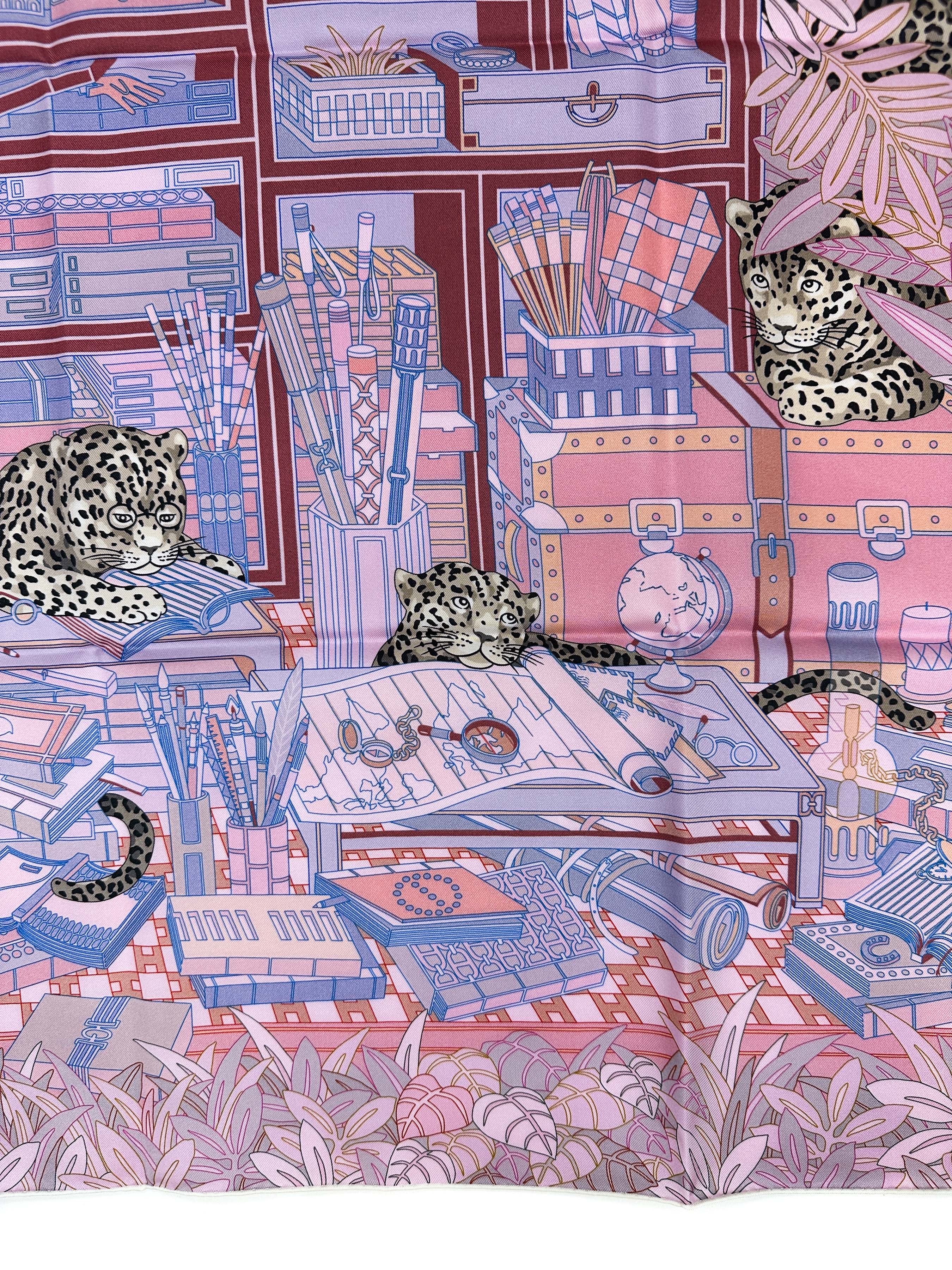 Hermès Douze Leopards Double Face 90