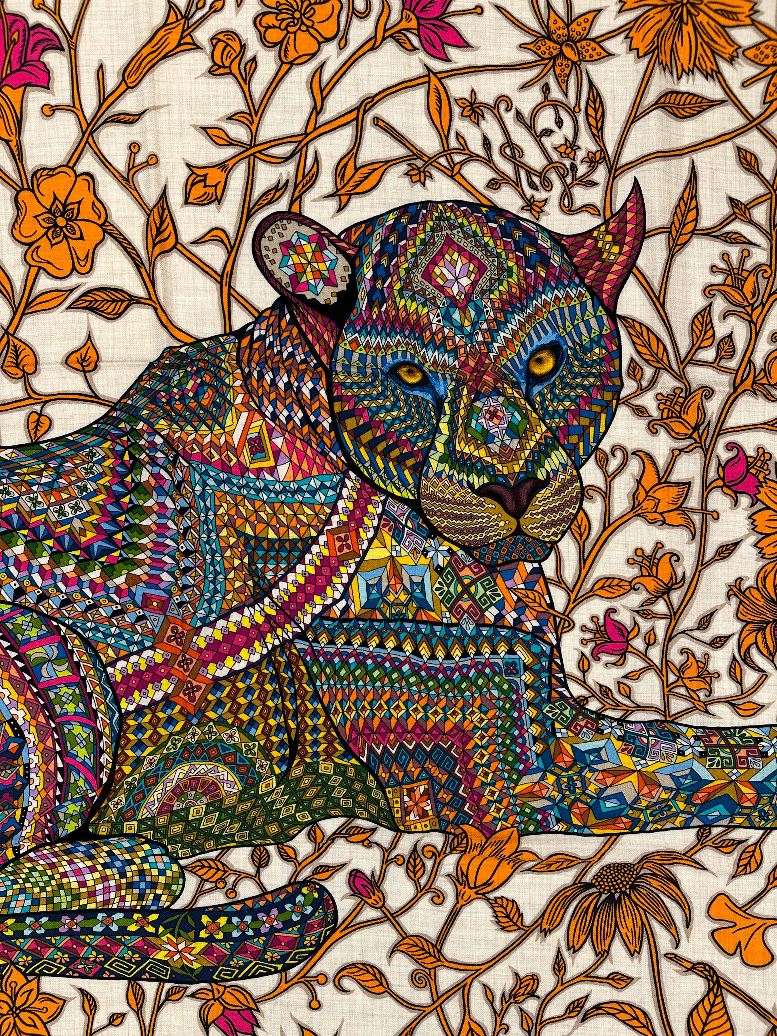 Hermès Le Jaguar et le Colibri Cashmere Silk 140