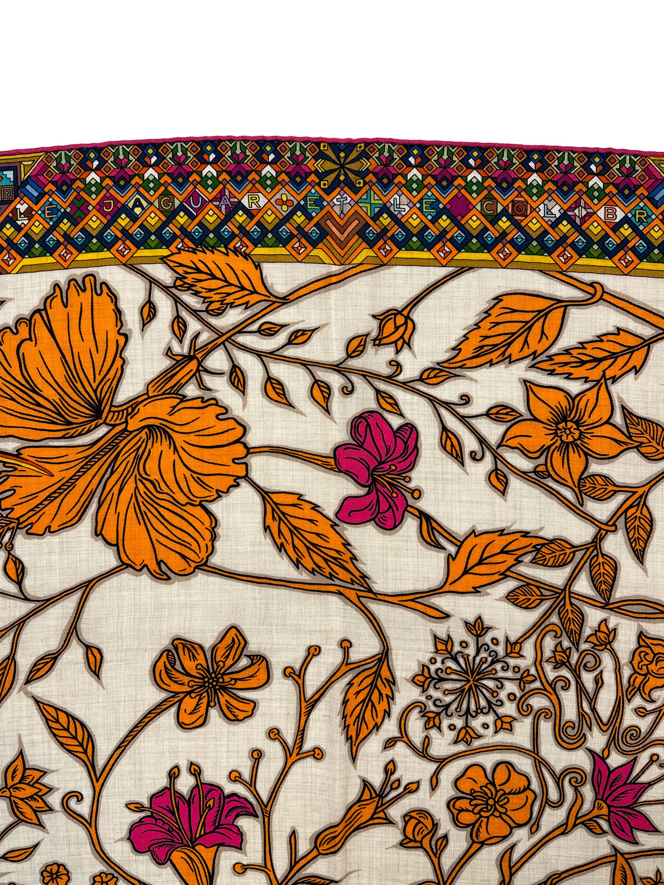 Hermès Le Jaguar et le Colibri Cashmere Silk 140