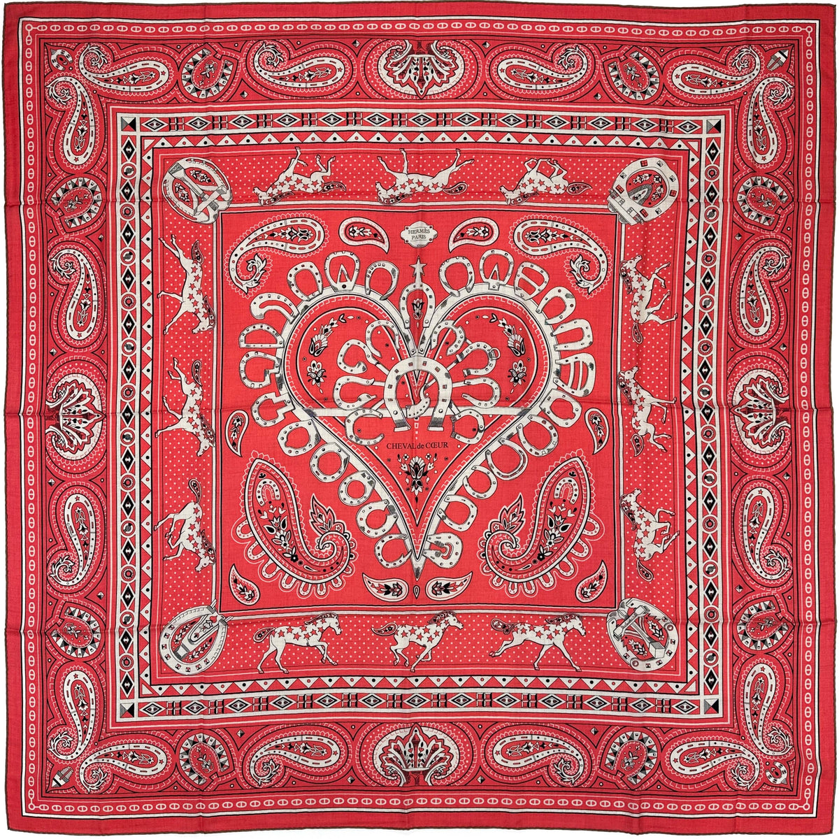 Hermès Cheval de Coeur Bandana Cashmere Silk 140