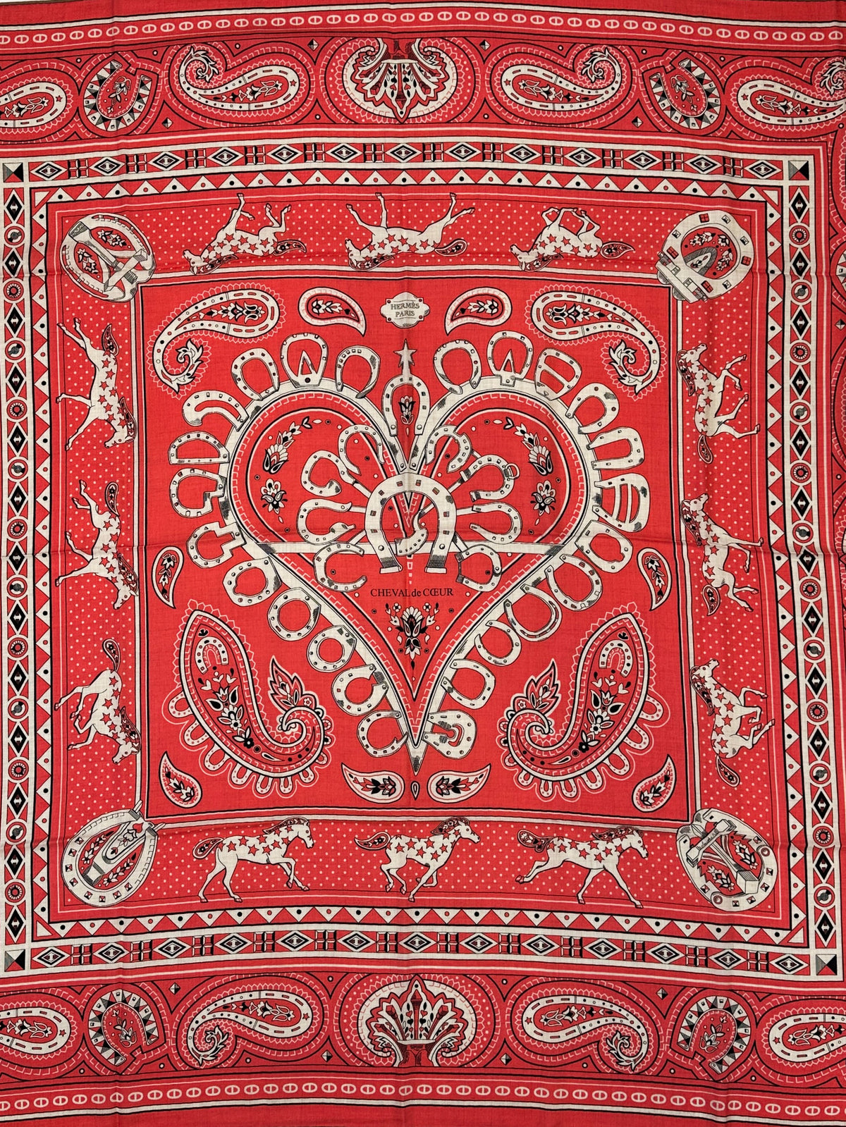Hermès Cheval de Coeur Bandana Cashmere Silk 140