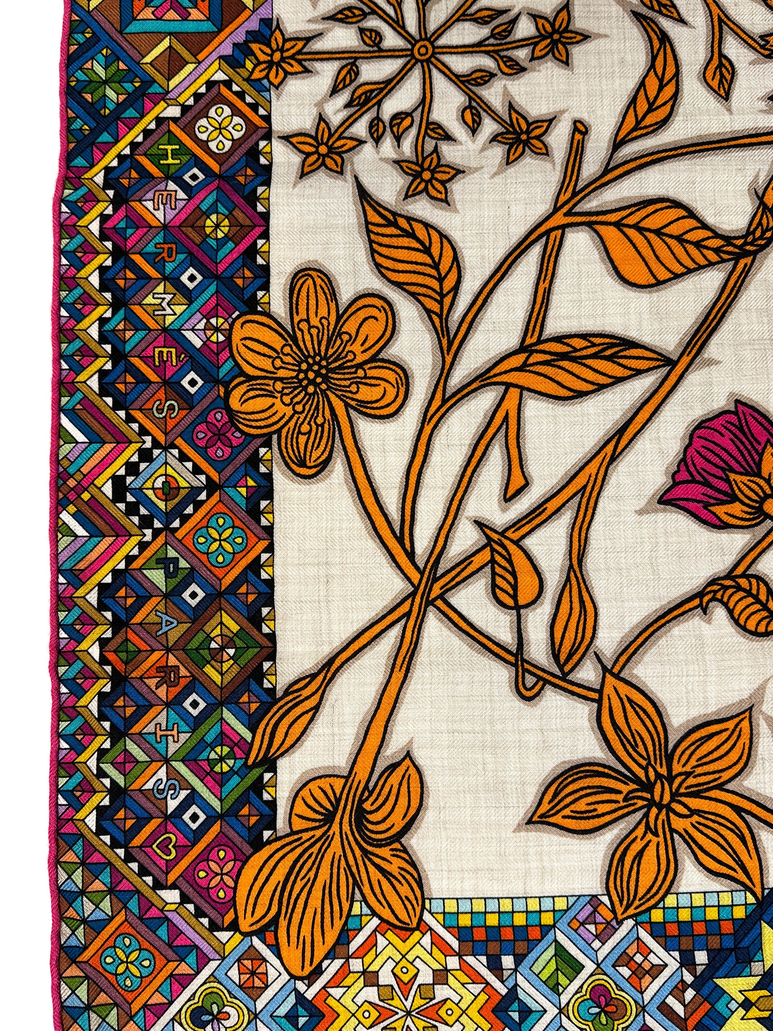 Hermès Le Jaguar et le Colibri Cashmere Silk 140