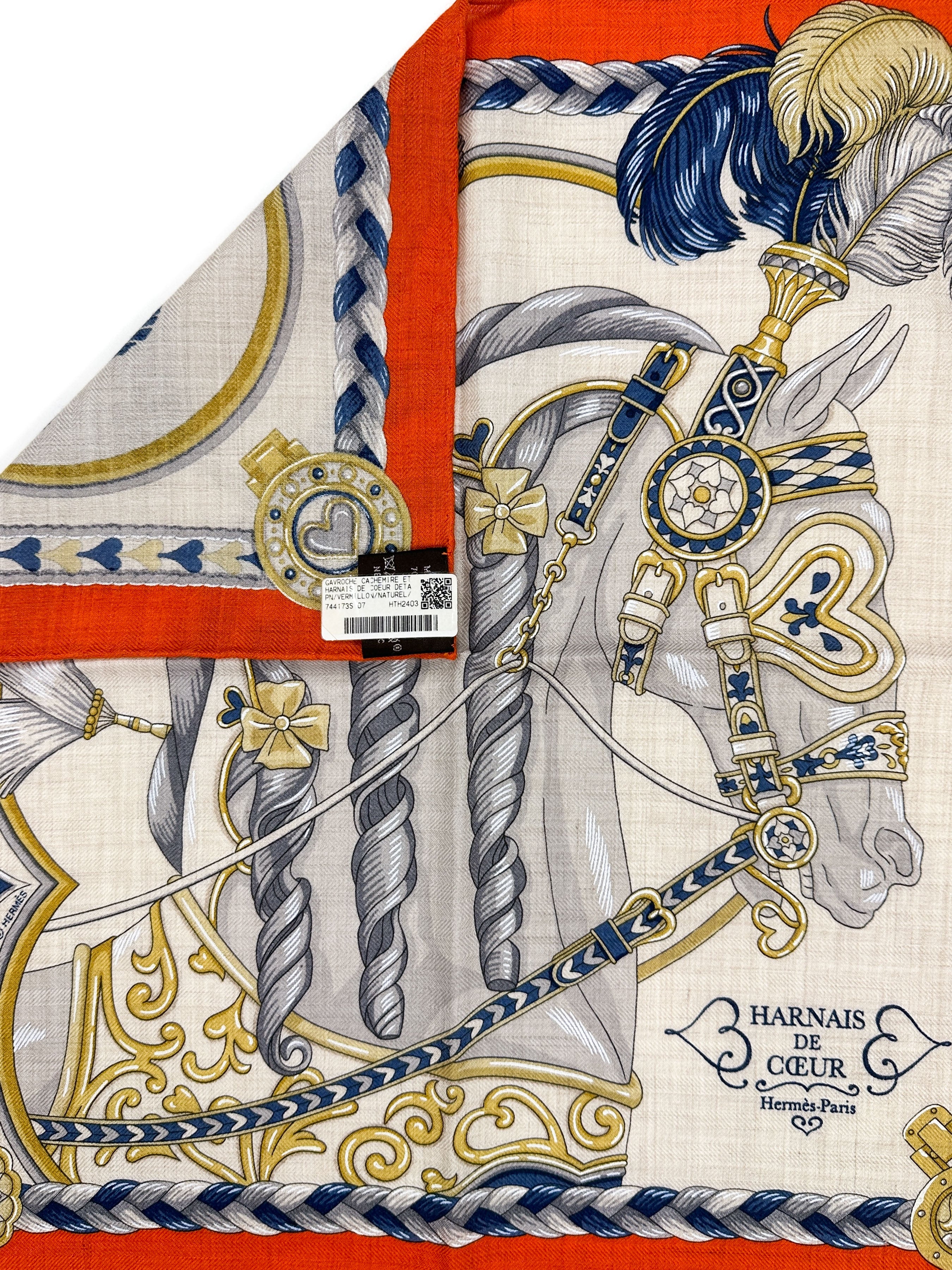 Hermès Harnais de Coeur Cashmere Silk 45
