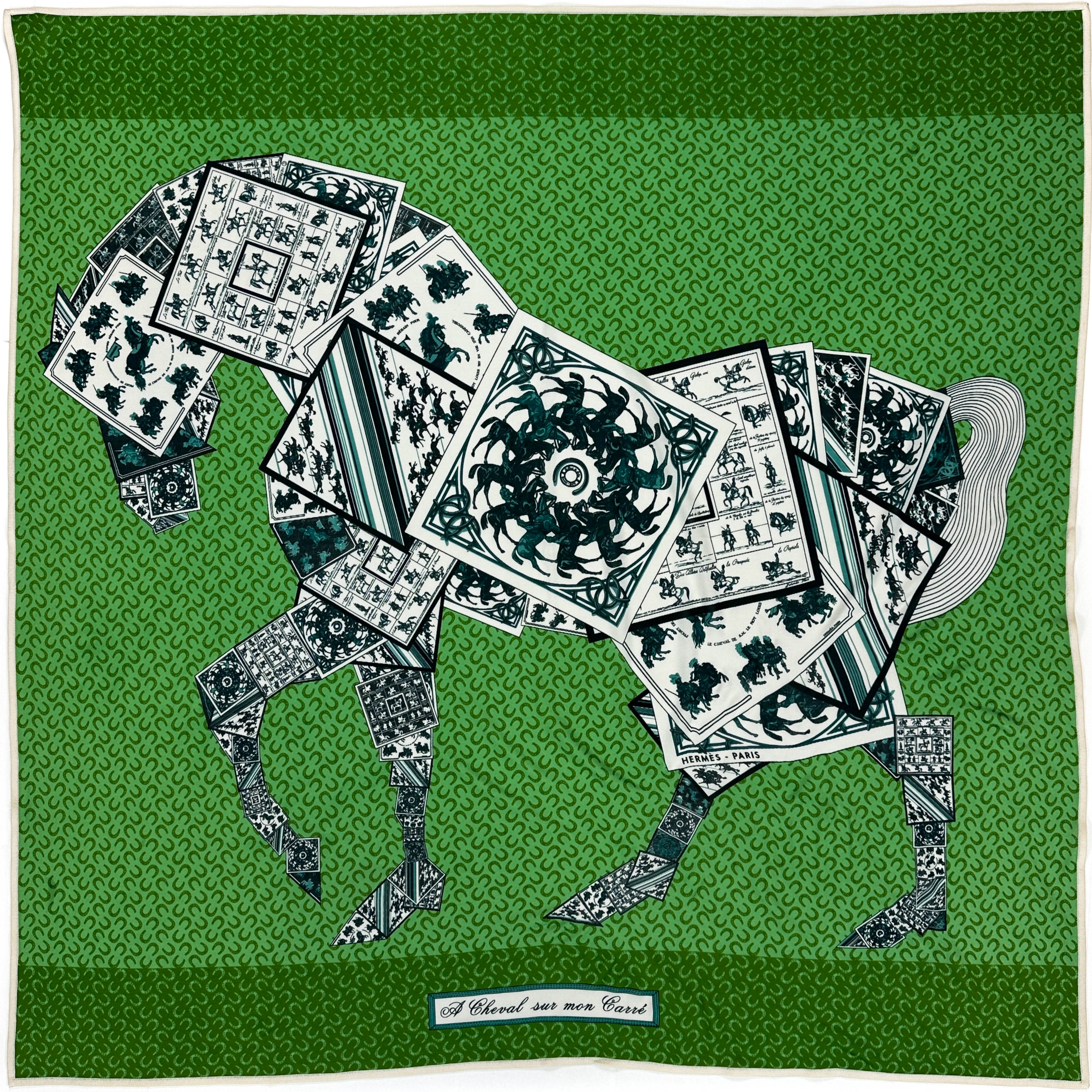 Hermès À Cheval Sur Mon Carré Silk Jersey 90