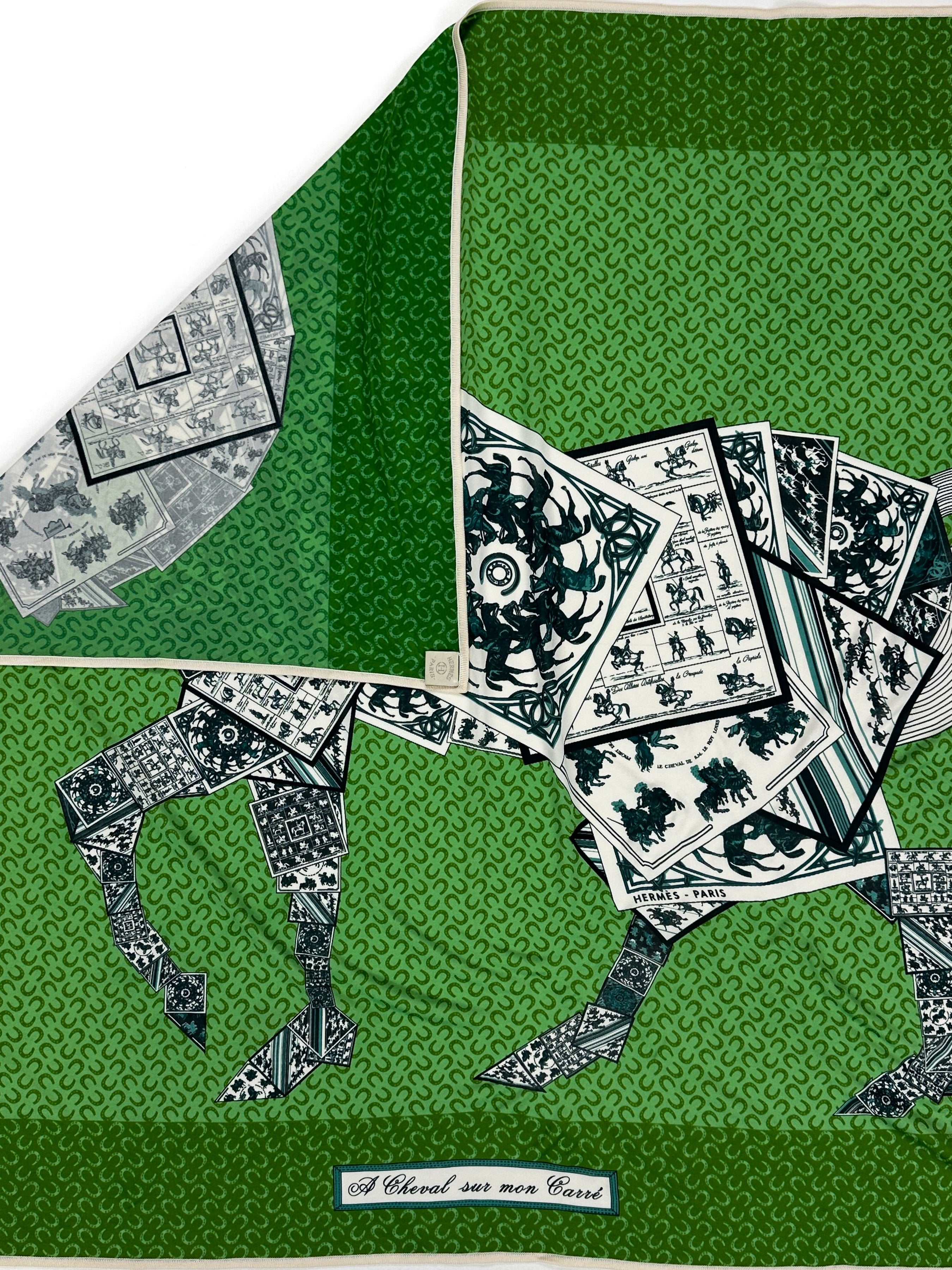 Hermès À Cheval Sur Mon Carré Silk Jersey 90