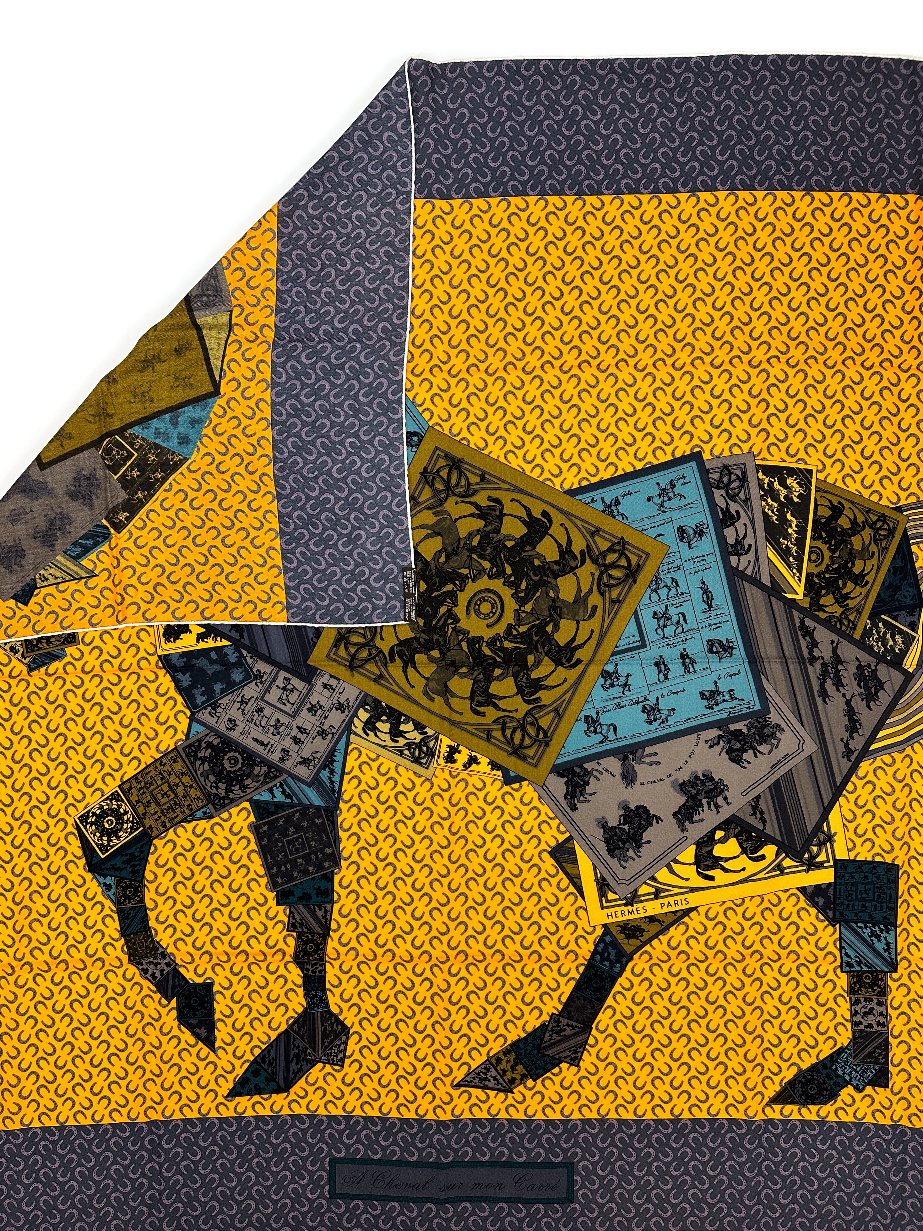 Hermès À Cheval Sur Mon Carré Cashmere Silk 140