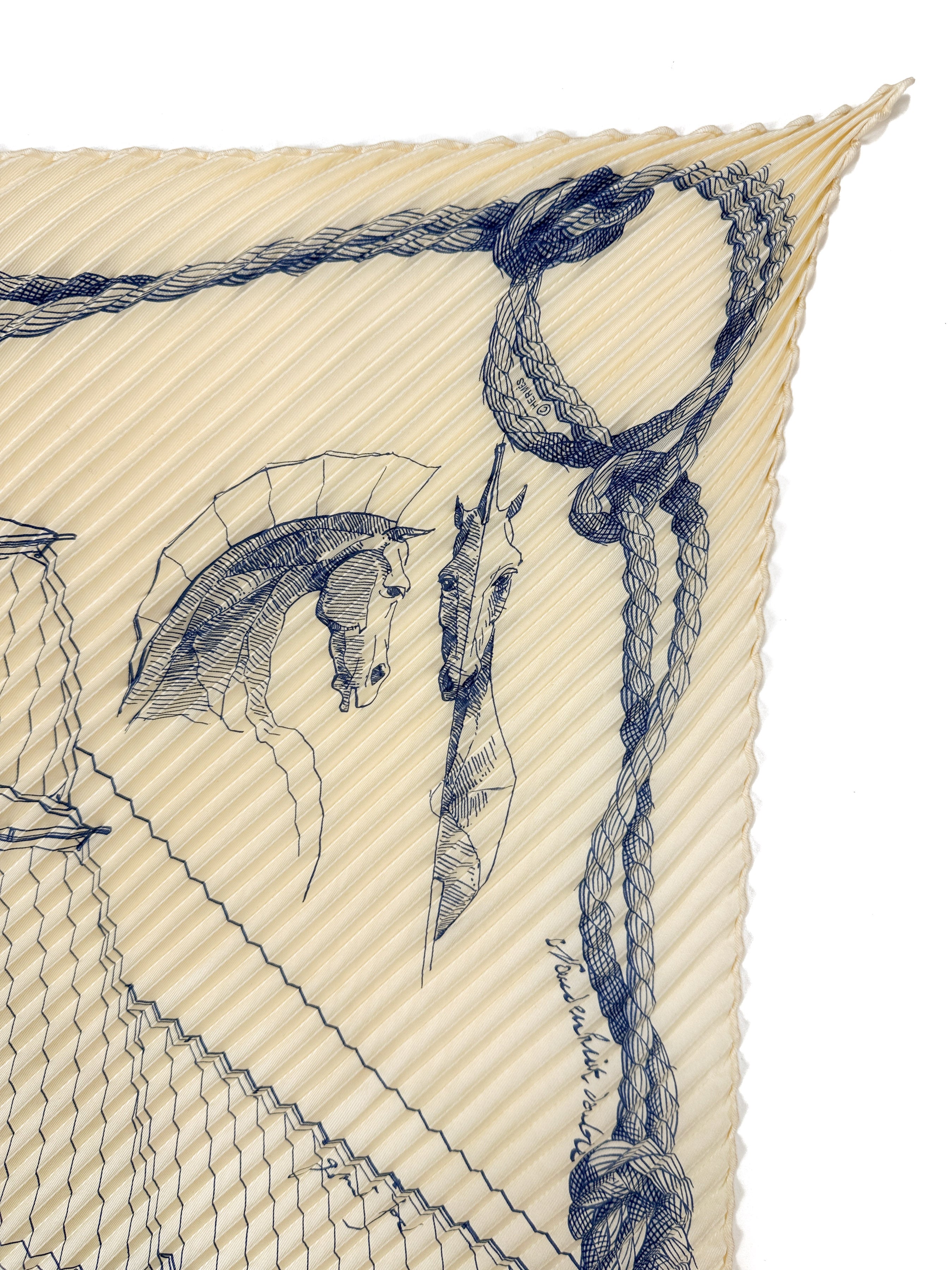 Hermès Cheval de Mer Plissé 90