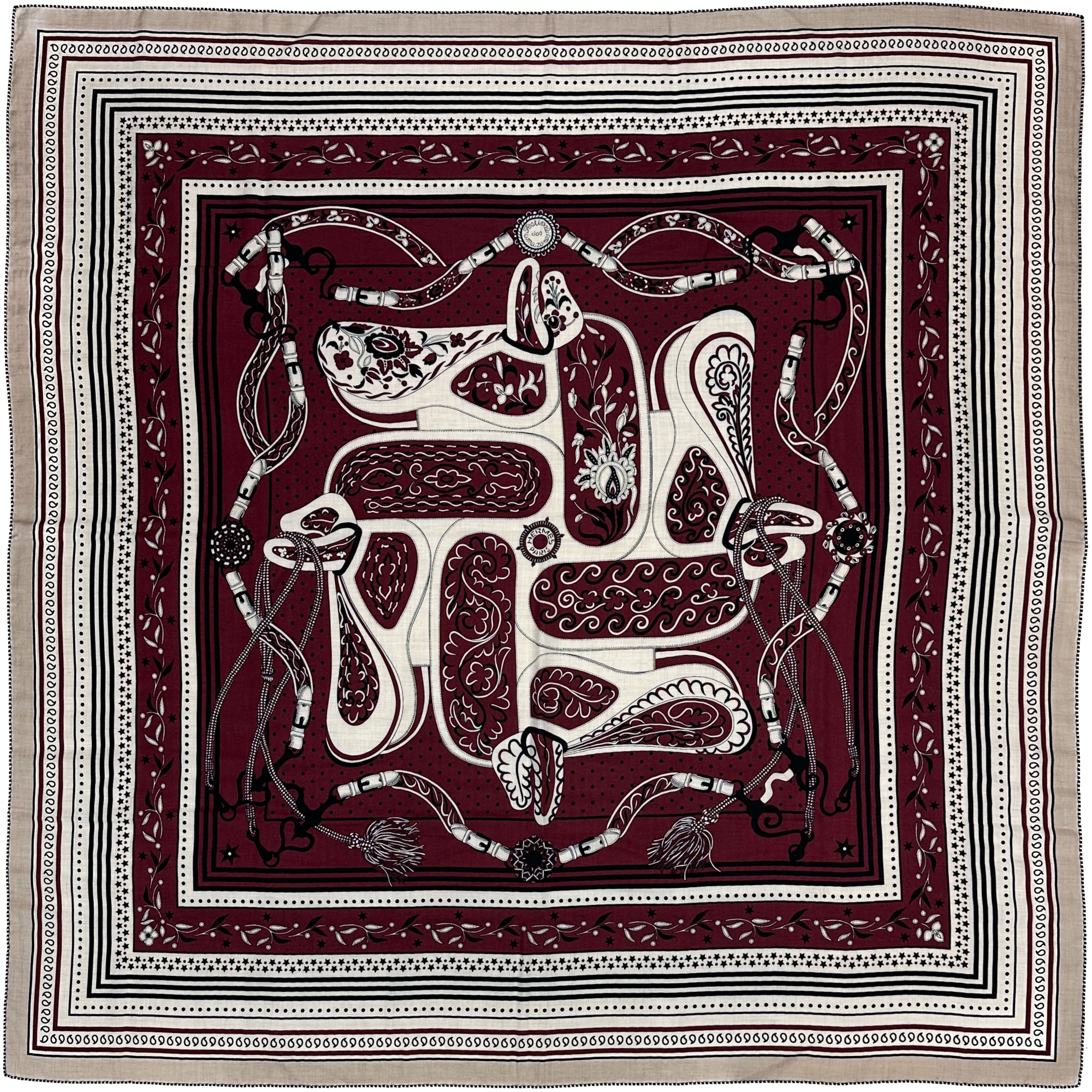 Hermès Festival des Amazones Bandana Cashmere Silk 140