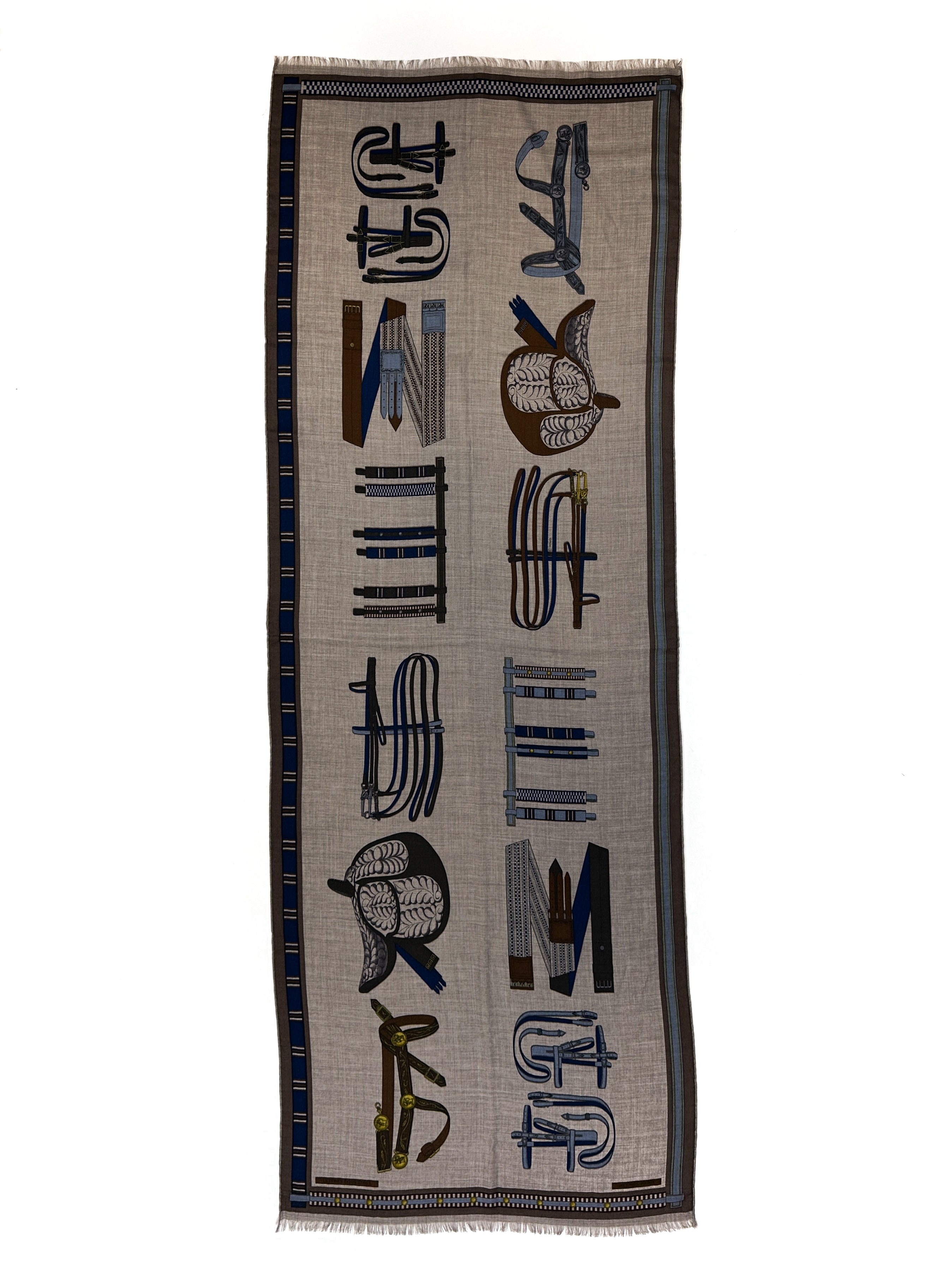 Hermès Lettres Equestres Cashmere Silk Shawl