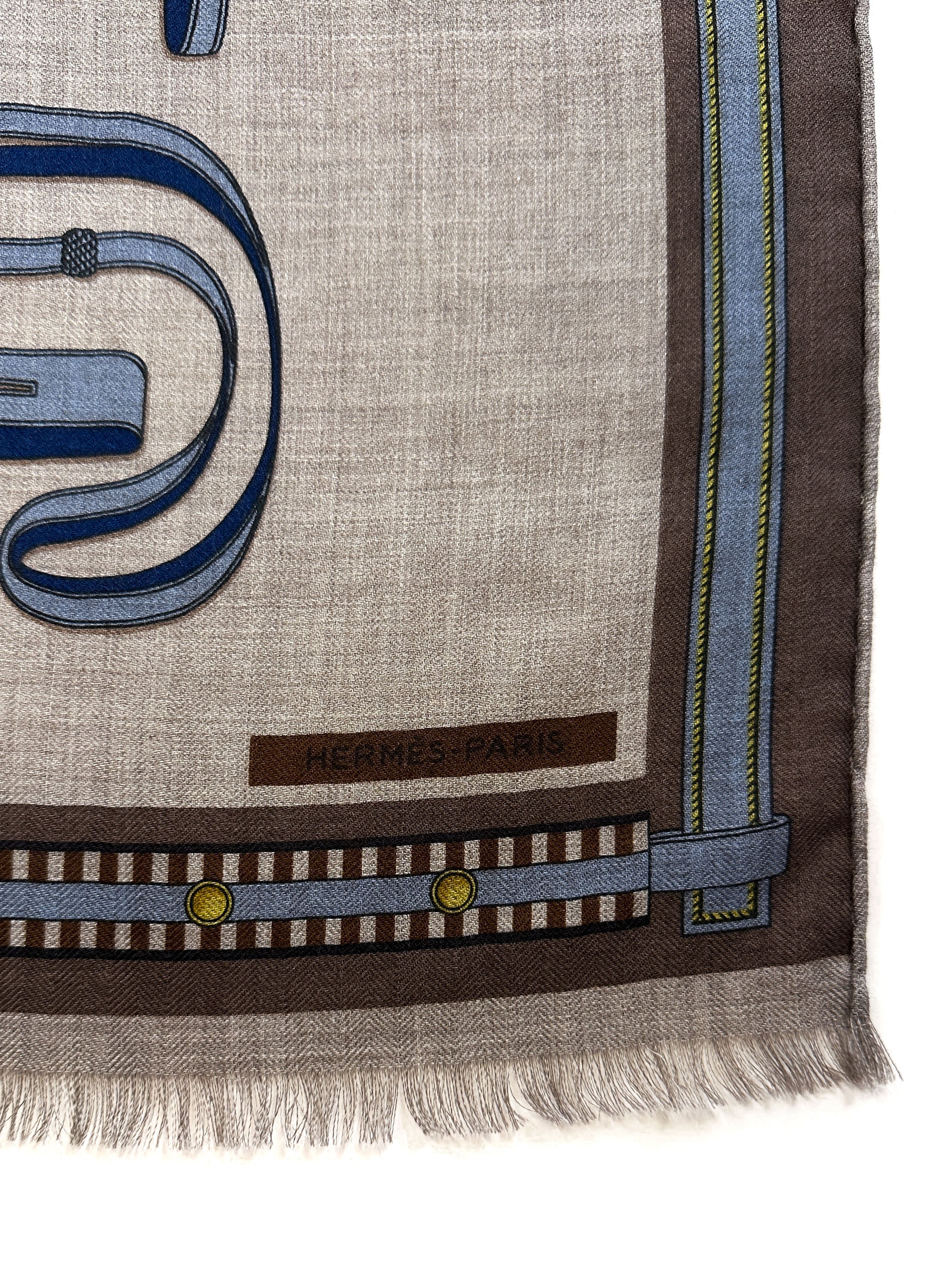 Hermès Lettres Equestres Cashmere Silk Shawl
